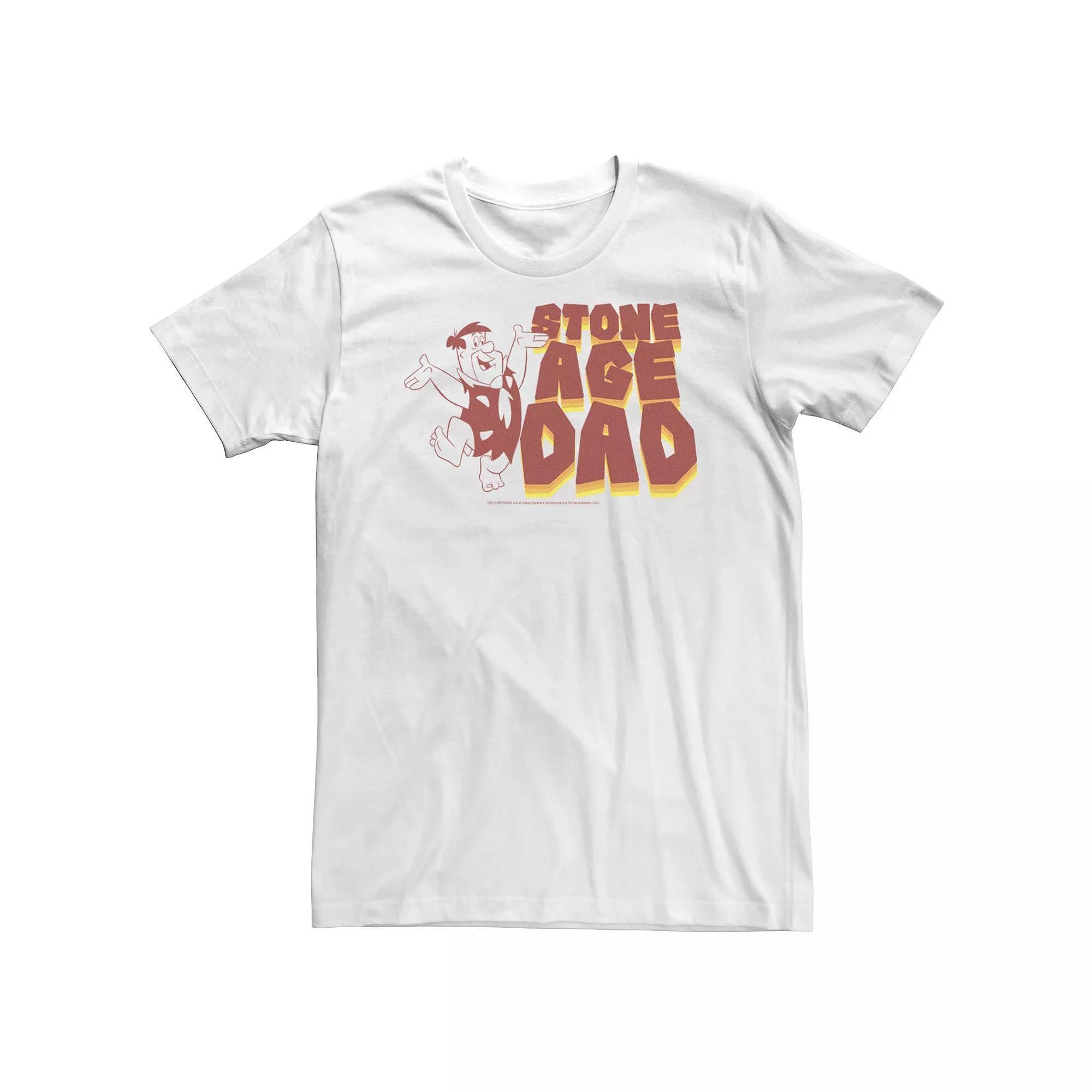 Big & Tall The Flintstones Fred Flintstone Stone Age Dad Word Stack Tee, Men's, Size: 4XL, White Product Image