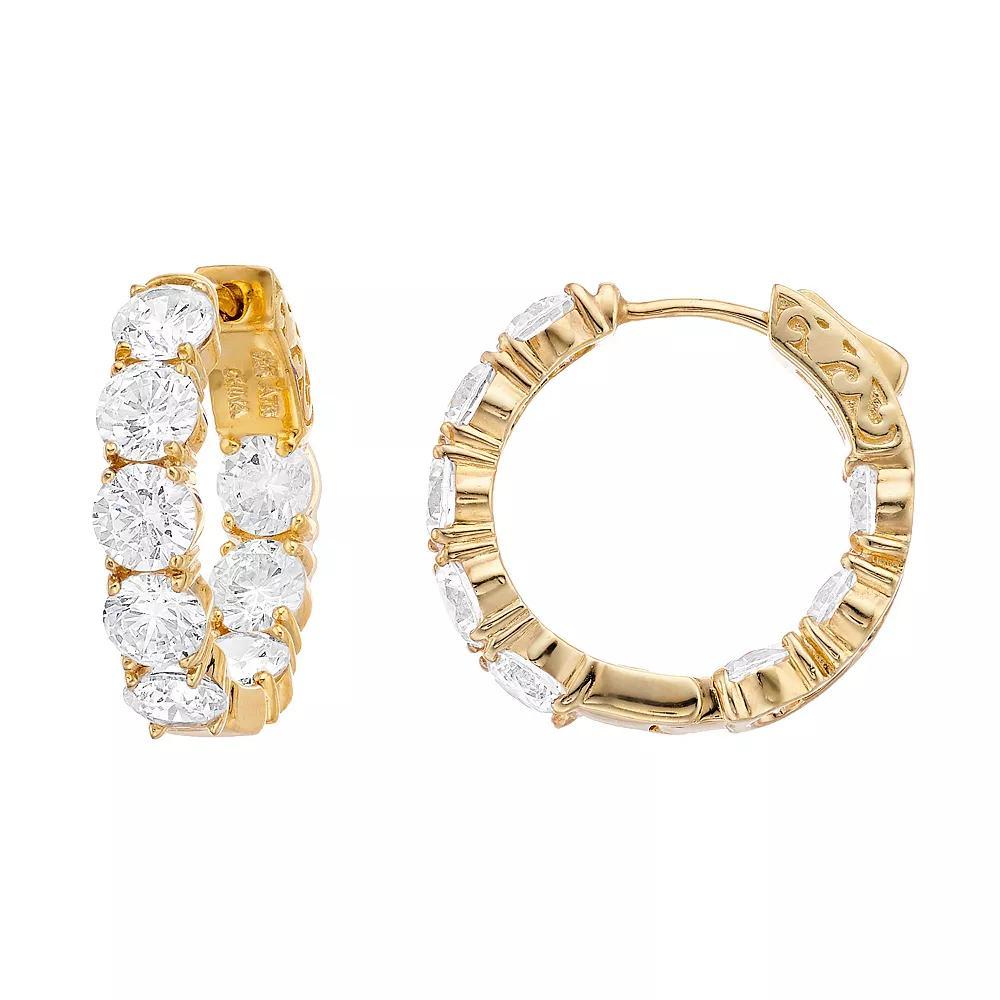 Rosabella 18k Gold-Over-Sterling Silver Cubic Zirconia Huggie Hoop Earrings, Women's, Gold Tone Product Image
