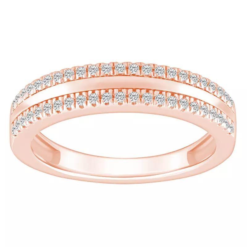 Alyson Layne 14k Gold 1/4 Carat T.W. Diamond Pave & Polished Wedding Band, Women's, Size: 8, 14k Rsgold Product Image