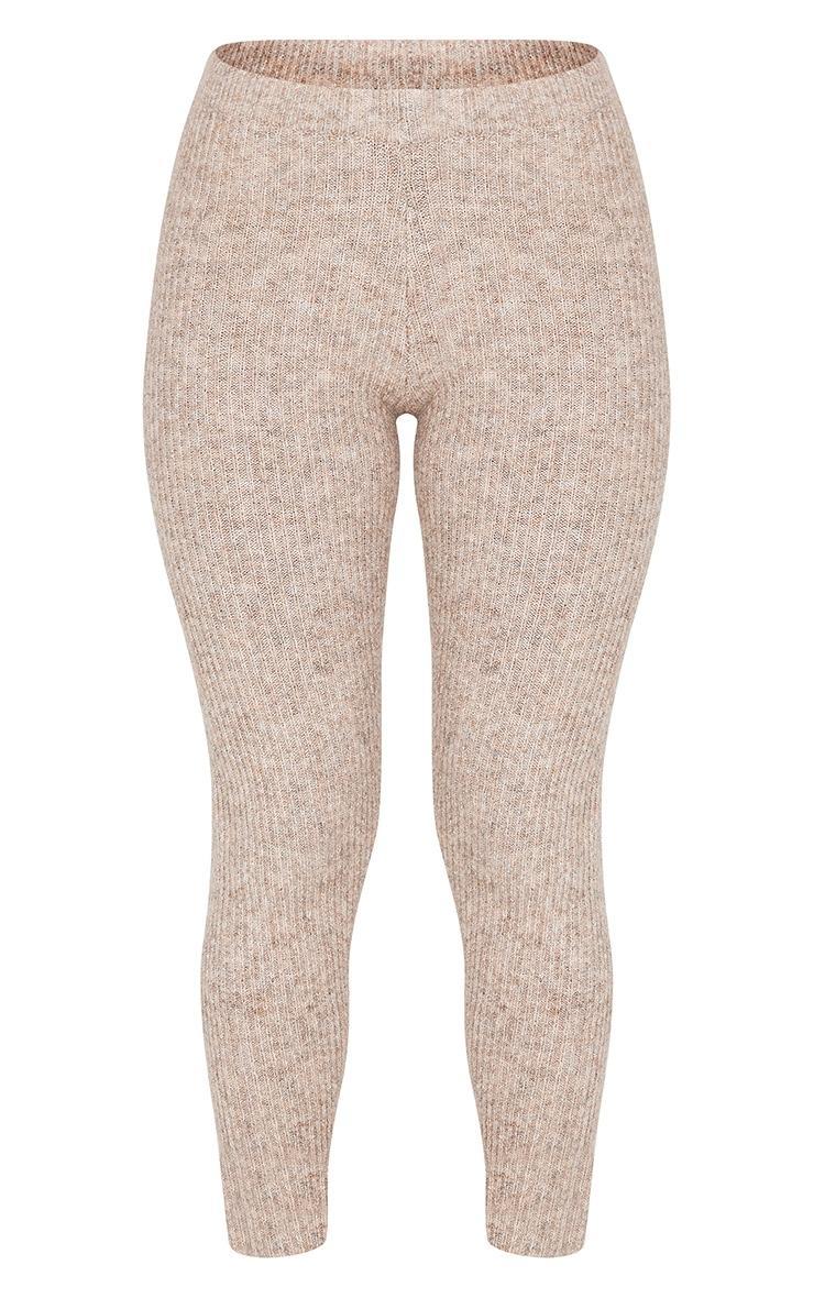 Petite Taupe Rib Knit Leggings Product Image