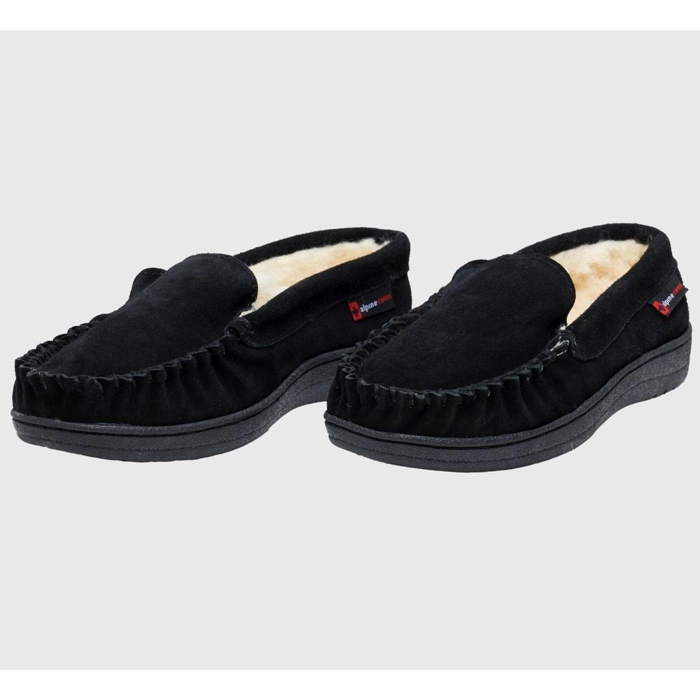 Alpine Swiss Yukon Mens Genuine Suede Shearling Slip On Moccasin Slippers Product Image
