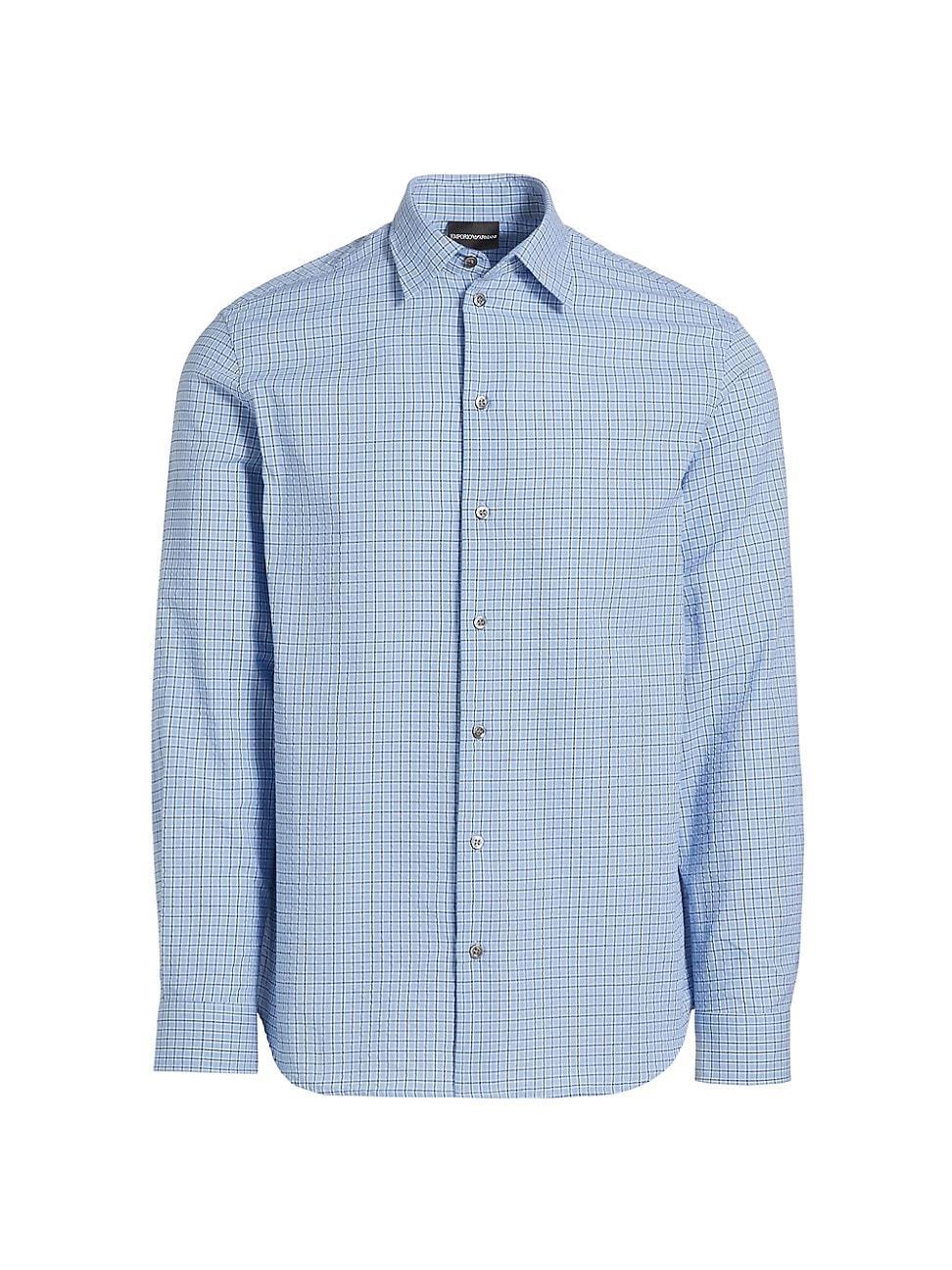 Men's Cotton Grid Check Sport Shirt Product Image