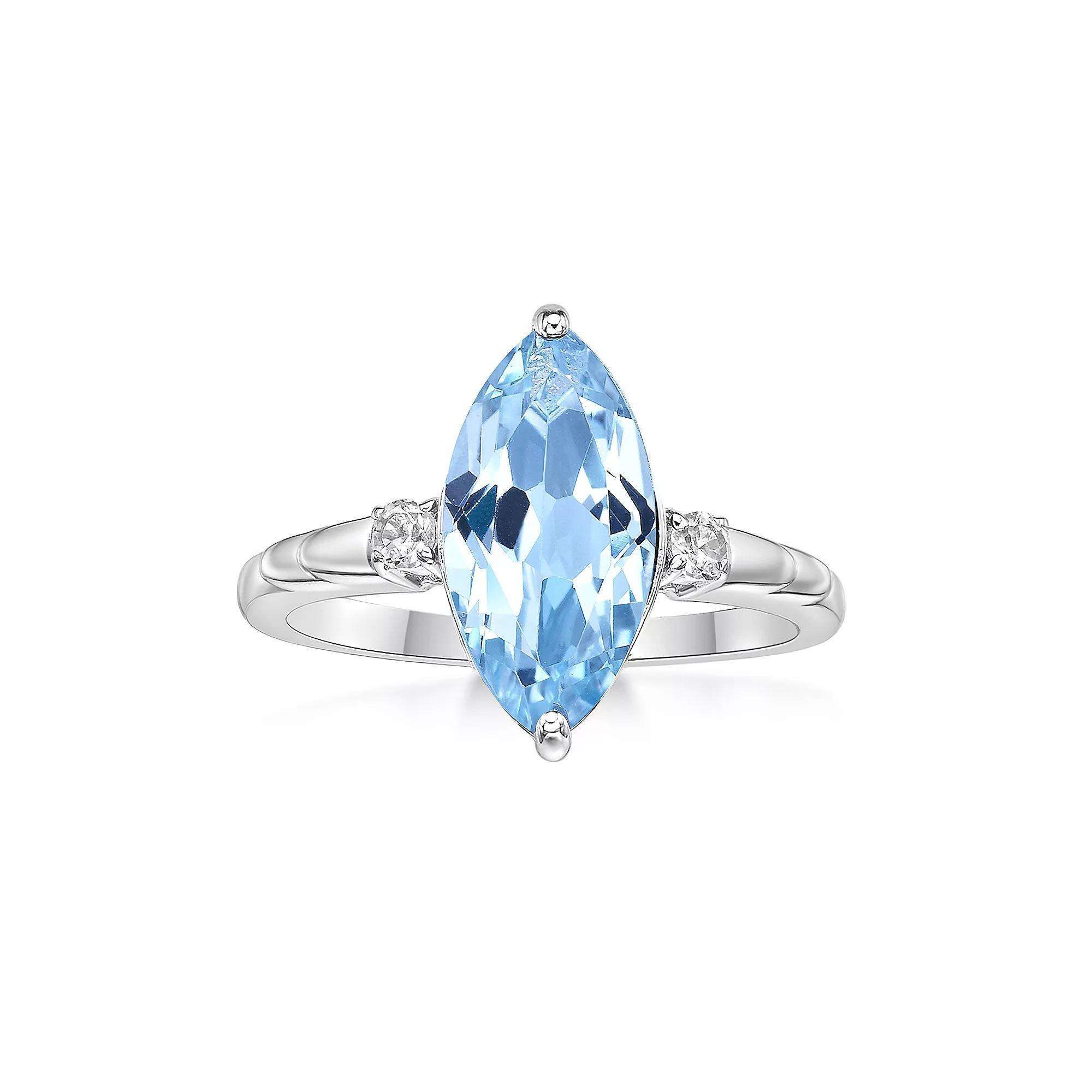 Gemminded Sterling Silver ISQA Blue Topaz & Lab-Created White Sapphire Ring, Womens Product Image