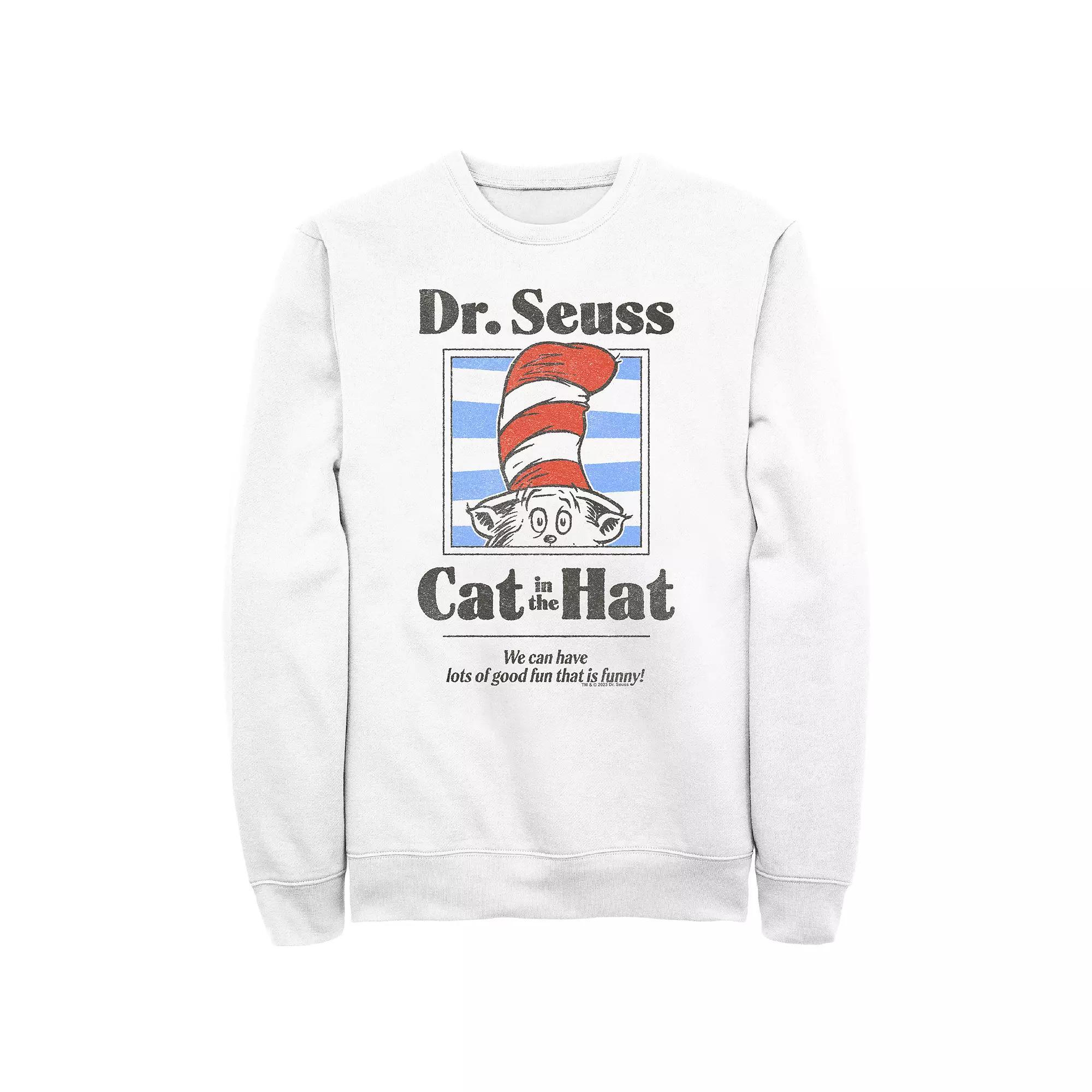 Men's Dr. Seuss The Cat In The Hat That Is Funny Graphic Fleece, Size: Small, White Product Image
