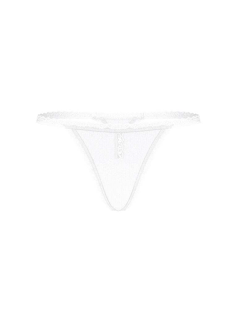 Cotton Pointelle Lace-Trim V-String Panty Product Image