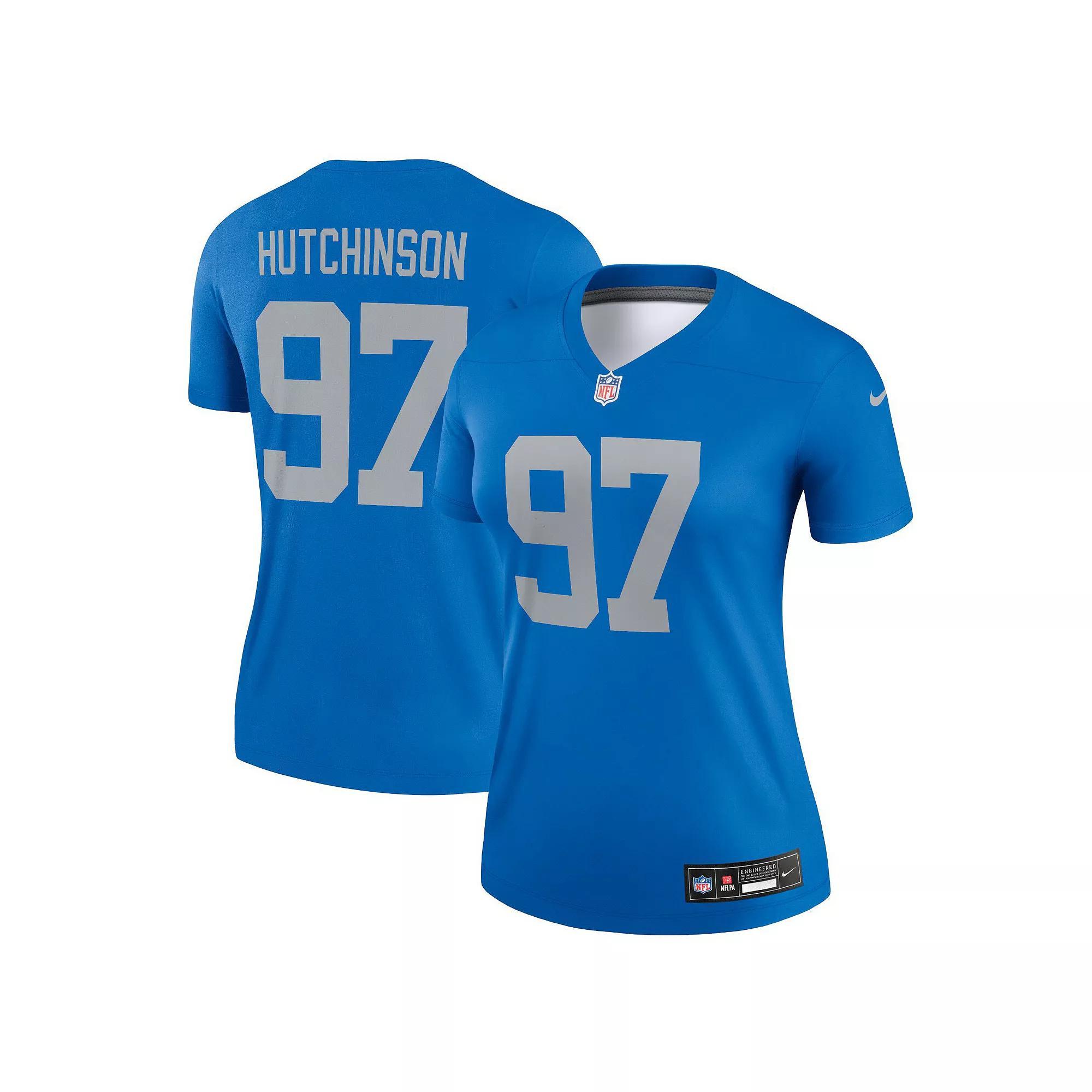 Women's Nike Aidan Hutchinson  Blue Detroit Lions Alternate Legend Player Performance Top, Size: Small Product Image
