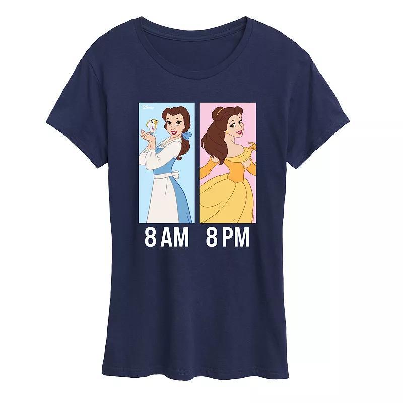 Disney Princess Belle Women's AM to PM Graphic Tee, Size: Small, Grey Blue Product Image