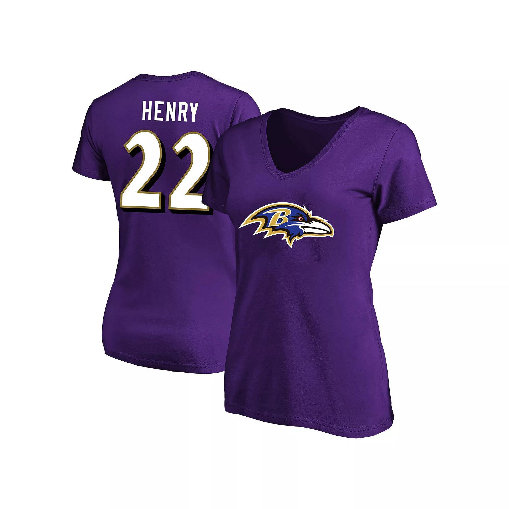 Women's Fanatics Derrick Henry Purple Baltimore Ravens Plus Size Name & Number V-Neck T-Shirt, Size: 2XL Product Image