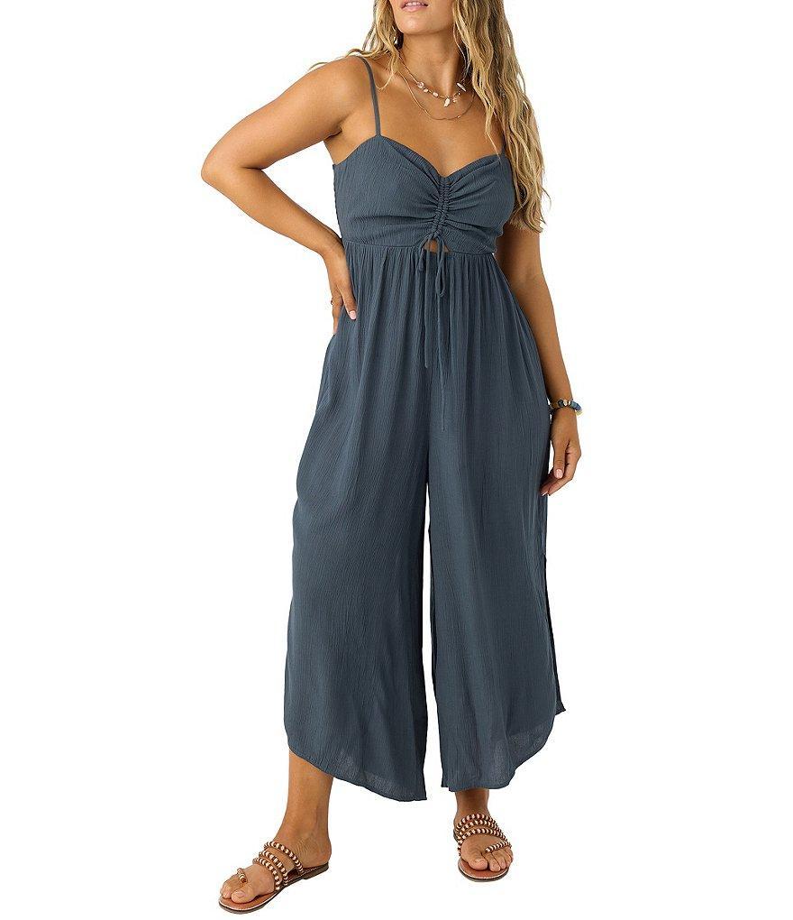 O'Neill Keiko Side Slit Wide Leg Smocked Back Jumpsuit Product Image