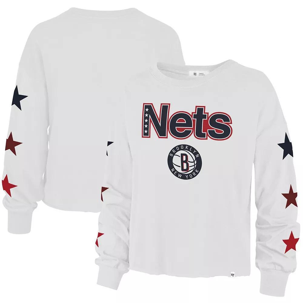 Women's '47 White Brooklyn Nets 2021/22 City Edition Call Up Parkway Long Sleeve T-Shirt, Size: XL Product Image