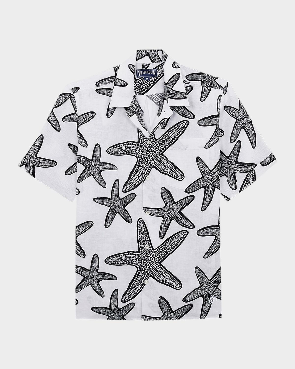 Men's Starfish-Print Camp Shirt Product Image
