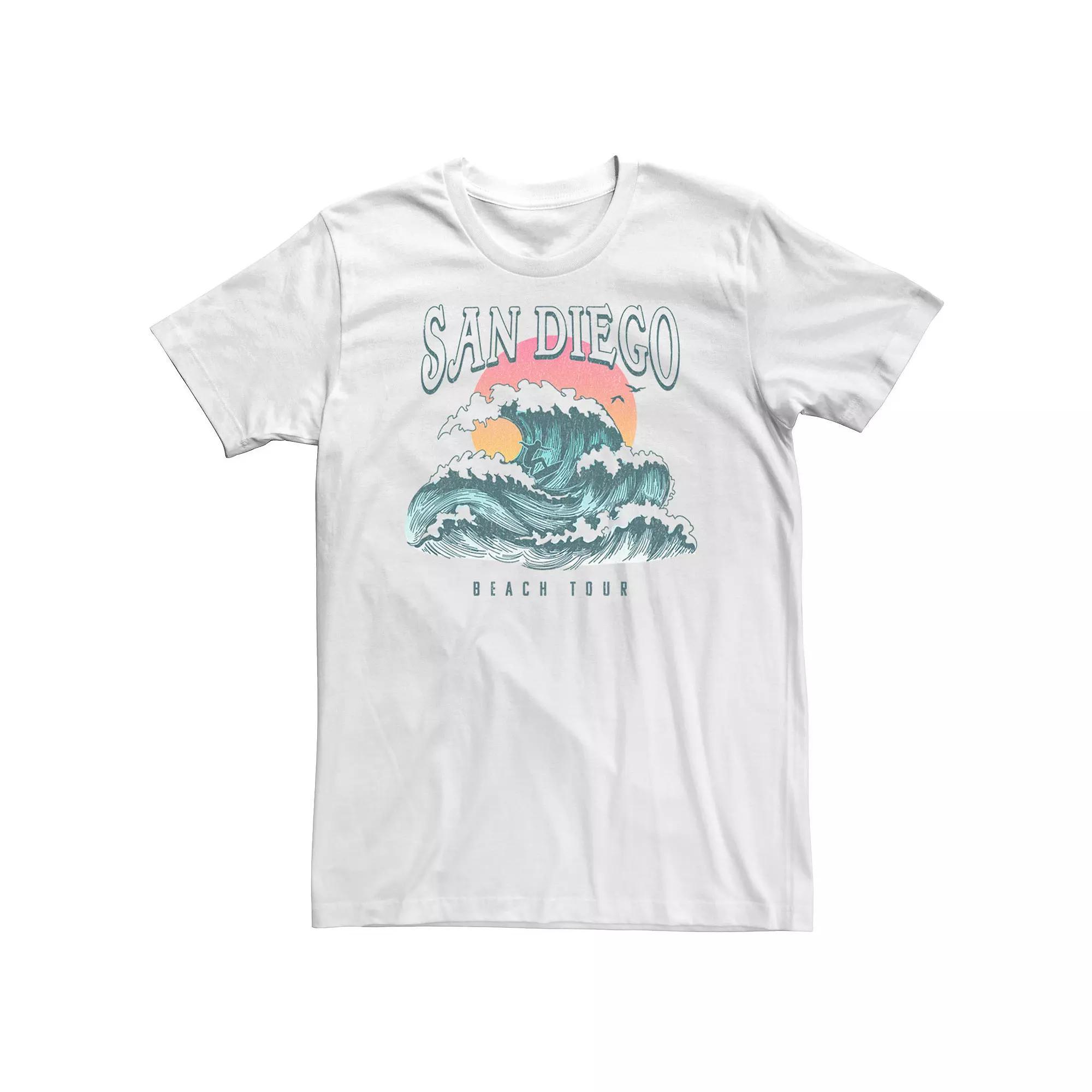 Big & Tall San Diego Beach Wave Surf Tour Graphic Tee, Men's, Size: 5XB, White Product Image