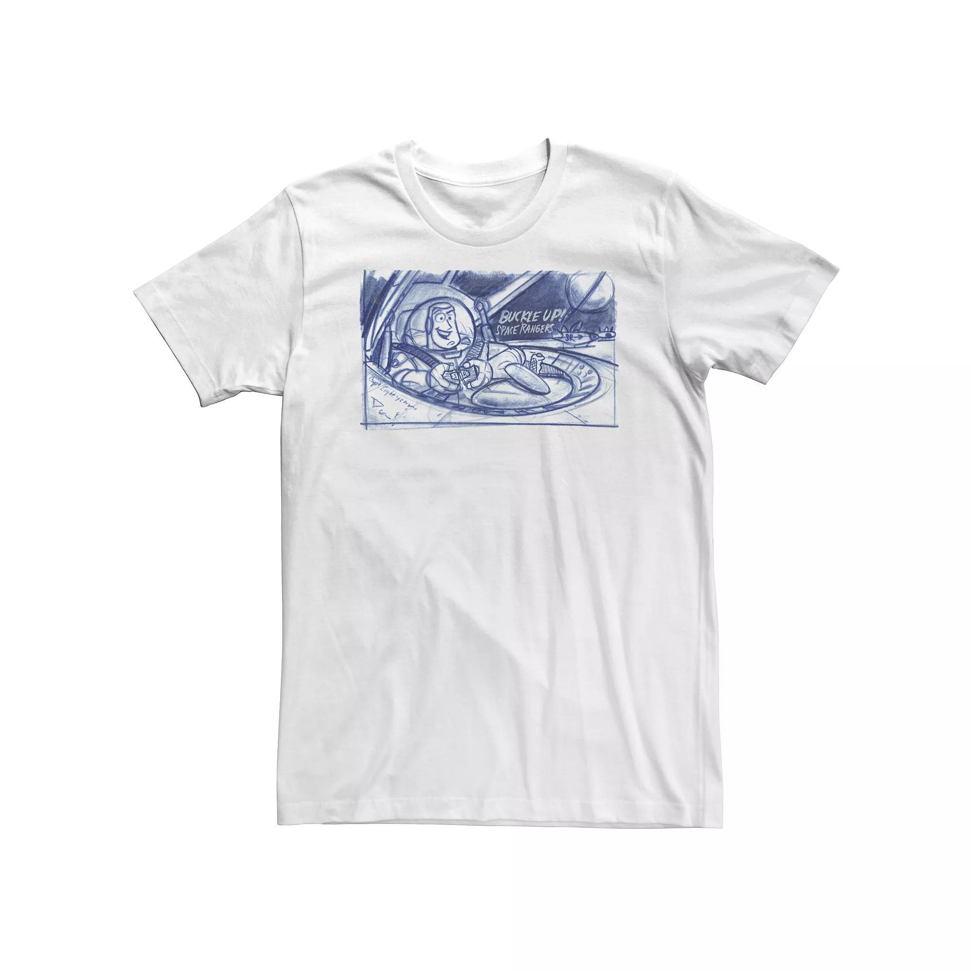 Big & Tall Disney / Pixar Toy Story Buzz Buckle Up Sketch Tee, Men's, Size: 4XL, White Product Image