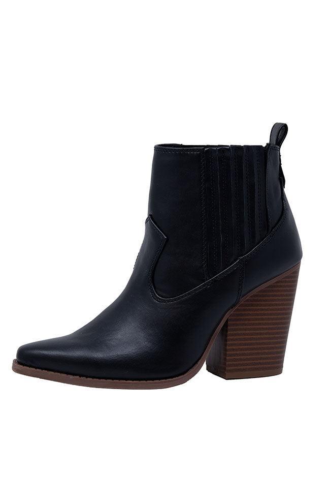 Cheyenne Black Pointed Toe Western Booties FINAL SALE Product Image