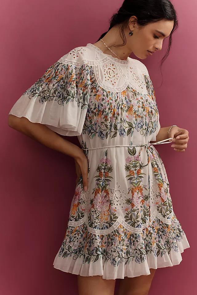 Farm Rio Sweet Bloom Bouquet Short-Sleeve Mini Dress Product Image