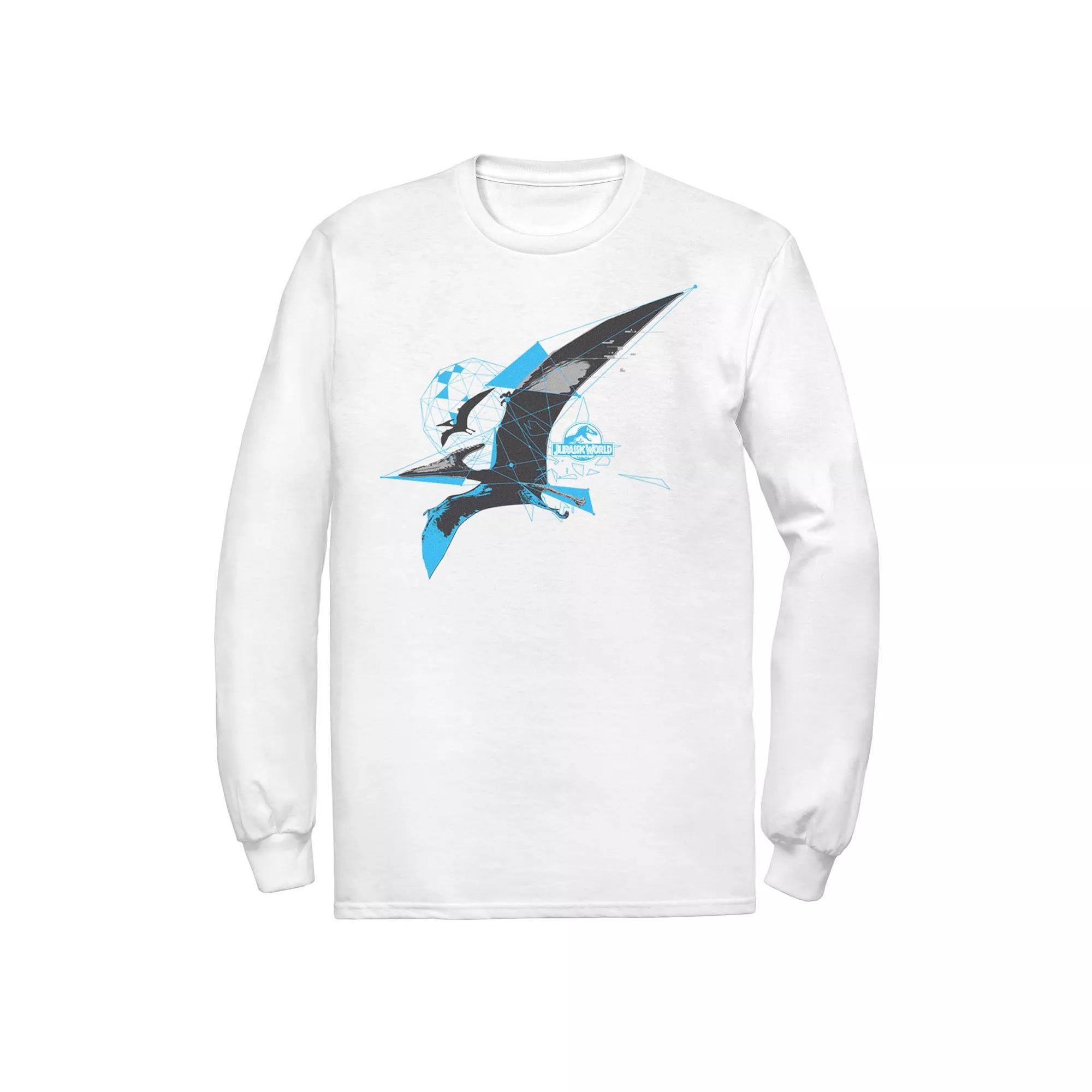 Men's Jurassic World Pterodactyl Geometric Poly Long Sleeve Graphic Tee, Size: Medium, Athletic Grey Product Image