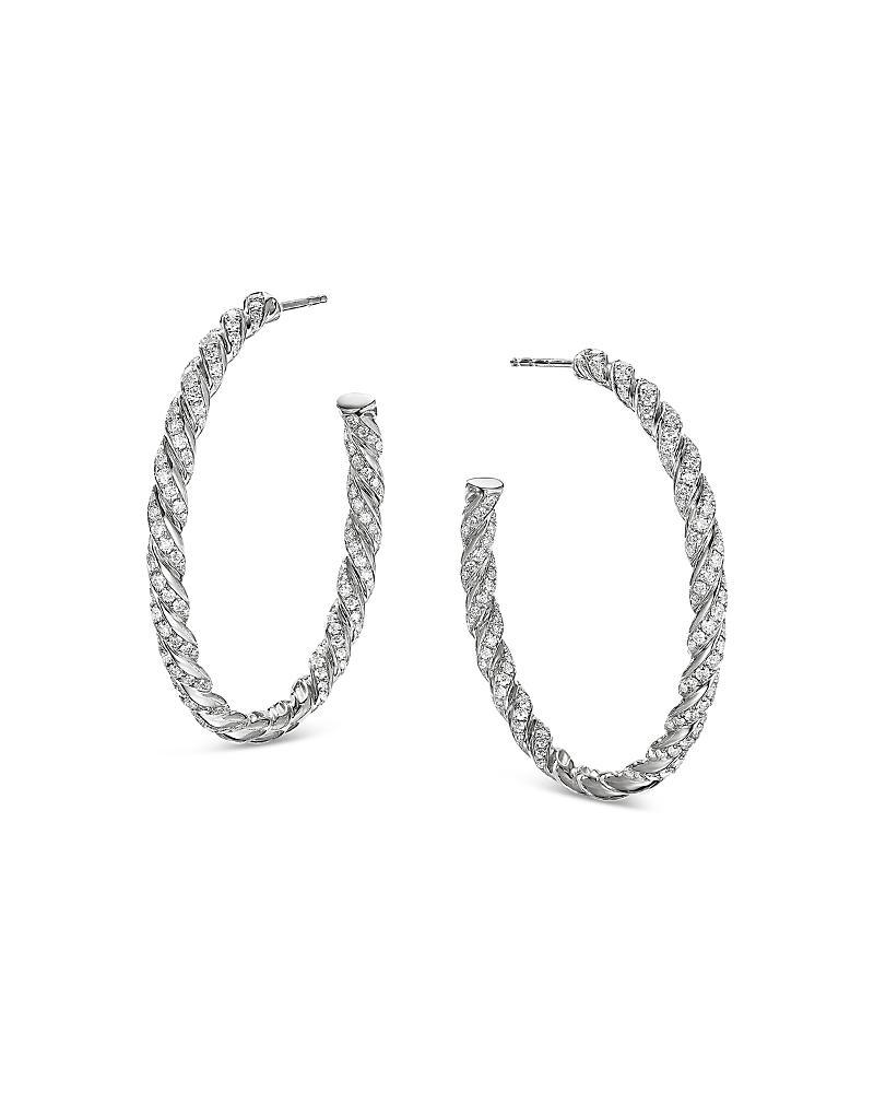 David Yurman Paveflex Hoop Earrings in 18K White Gold Product Image