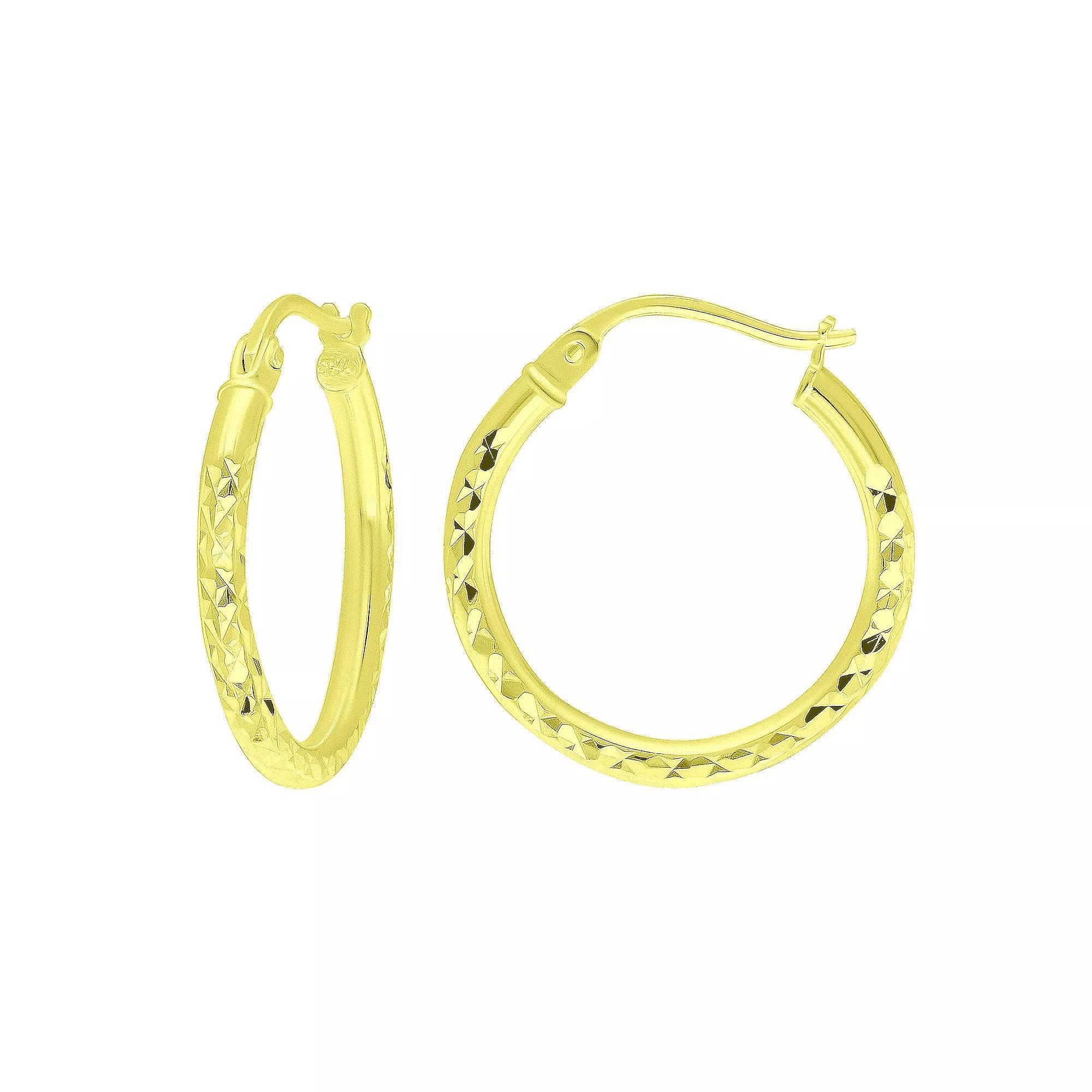 Aleure Precioso Sterling Silver Textured Hoop Earrings, Women's, Size: 20 mm Product Image