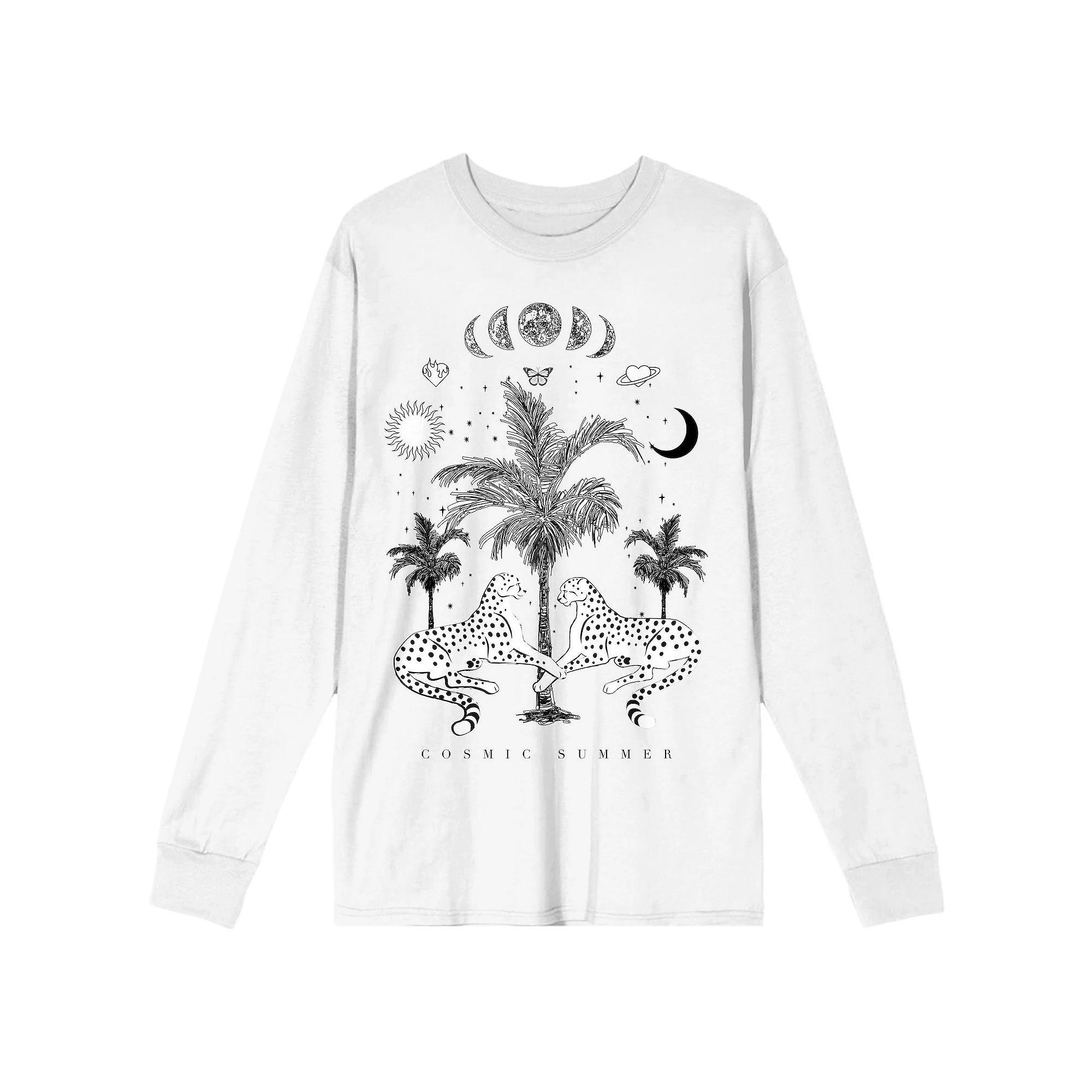 Men's Cosmic Summer Long Sleeve Graphic Tee, Size: XXL, White Product Image