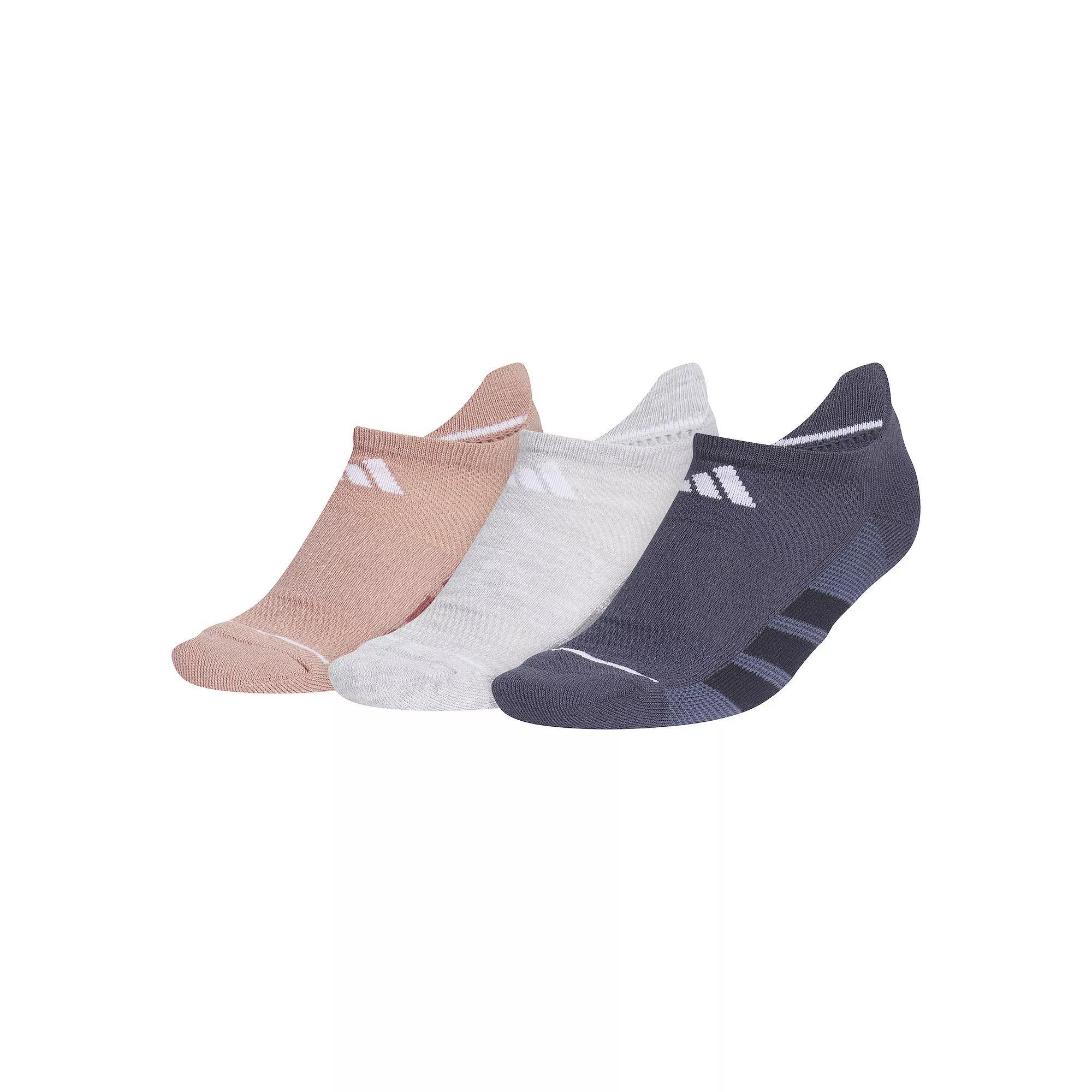Women's adidas All Day Training No Show Socks 3-Pair Pack, Size: 5-10, Clay Grey Navy Product Image