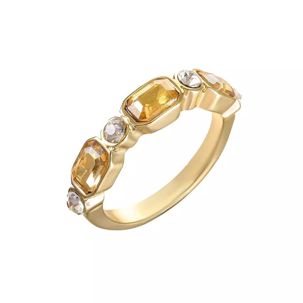 City Luxe Gold Tone Blue & Clear Crystal Ring, Women's, Size: 8, November Product Image