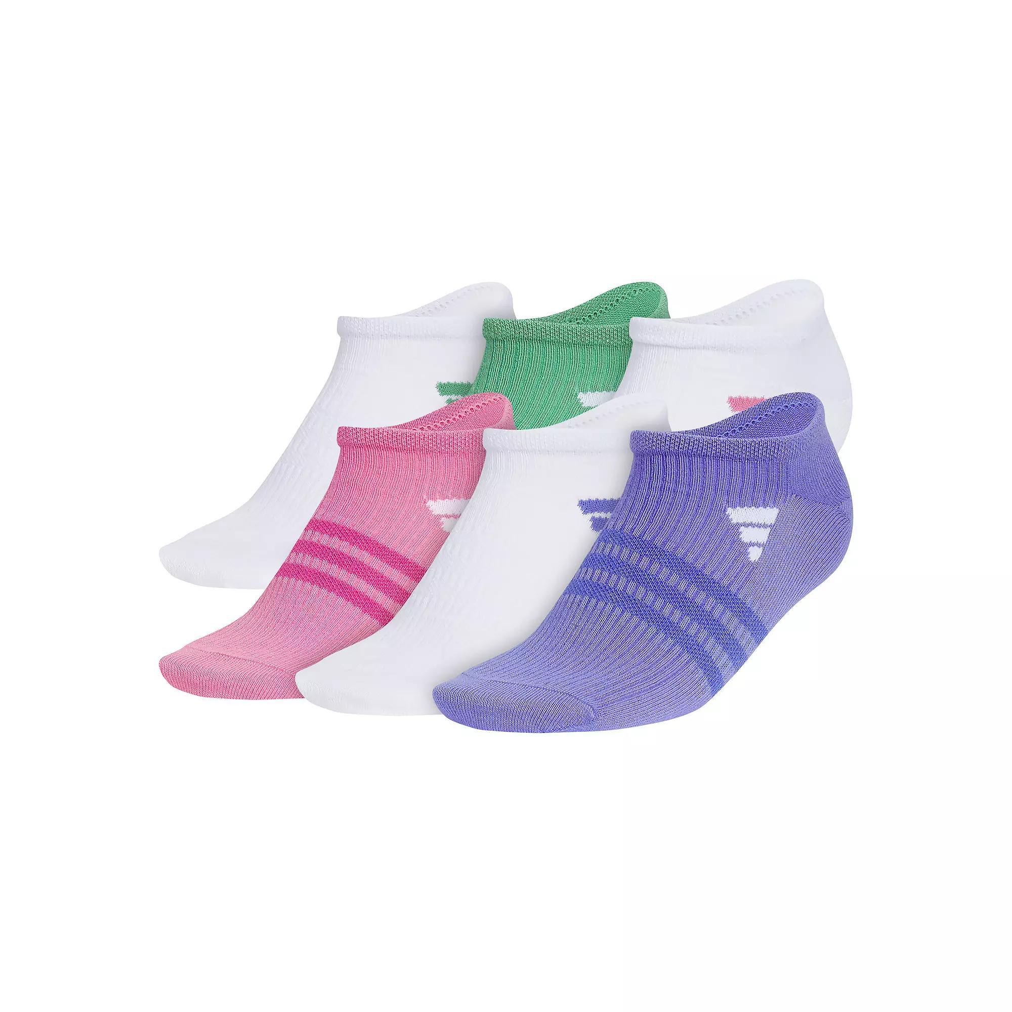 Women's adidas Superlite 3.0 6-Pack No Show Socks, Size: 5-10, White Green Pink Product Image