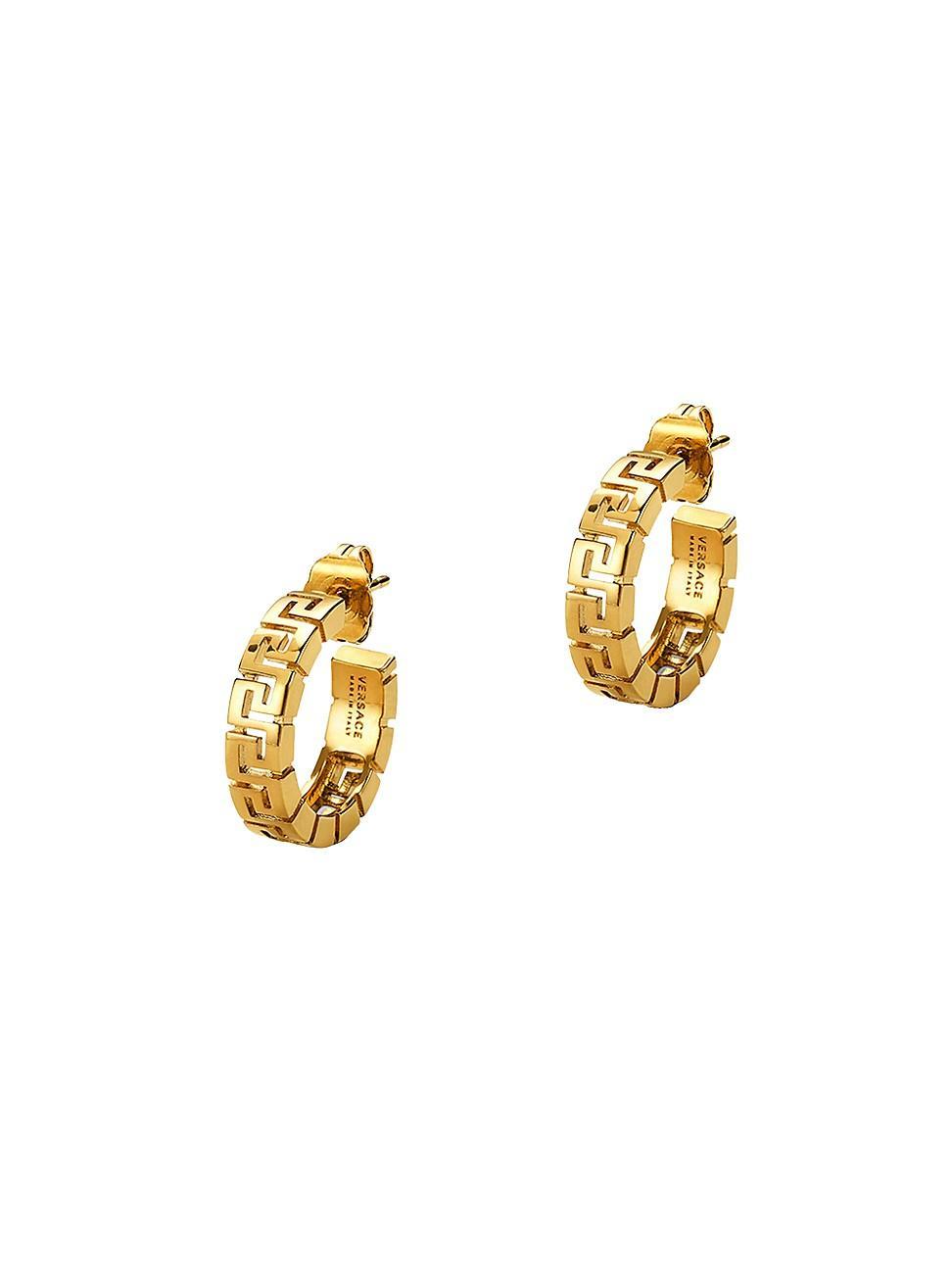 Womens Greca Goldtone Huggie Hoop Earrings Product Image