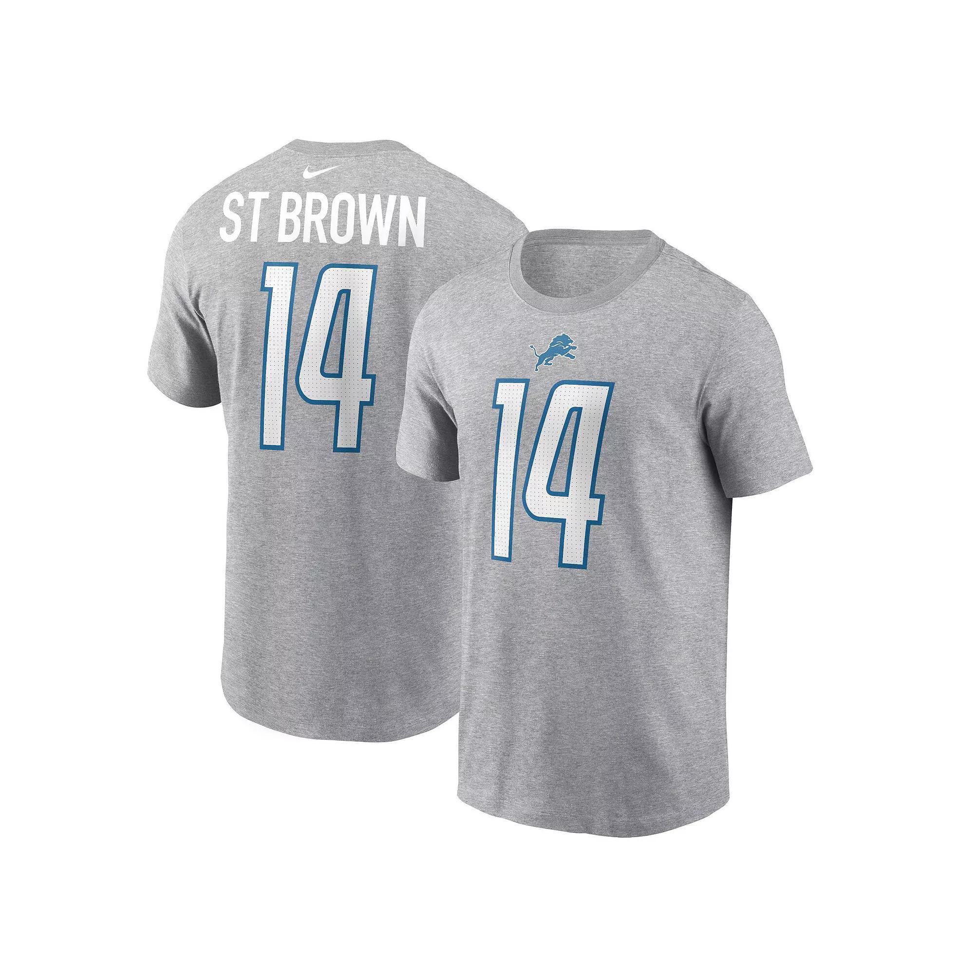 Men's Nike Amon-Ra St. Brown Gray Detroit Lions Player Name & Number T-Shirt, Size: 2XL, Grey Product Image