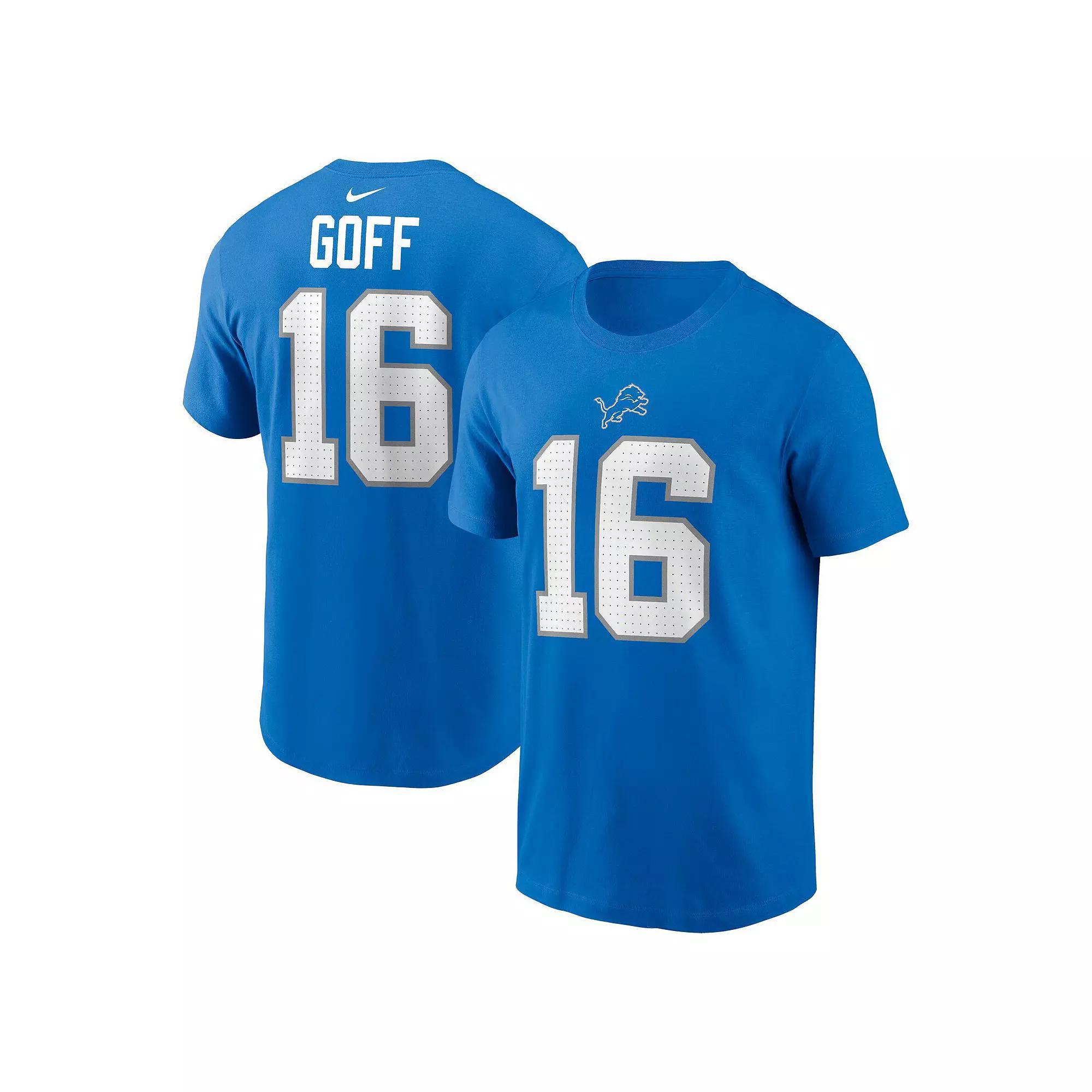 Men's Nike Jared Goff Blue Detroit Lions Name & Number T-Shirt, Size: XL Product Image