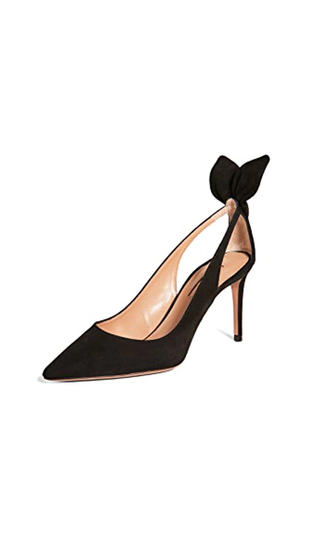 AQUAZZURA Bow Tie 85 Suede Pumps In Black Product Image