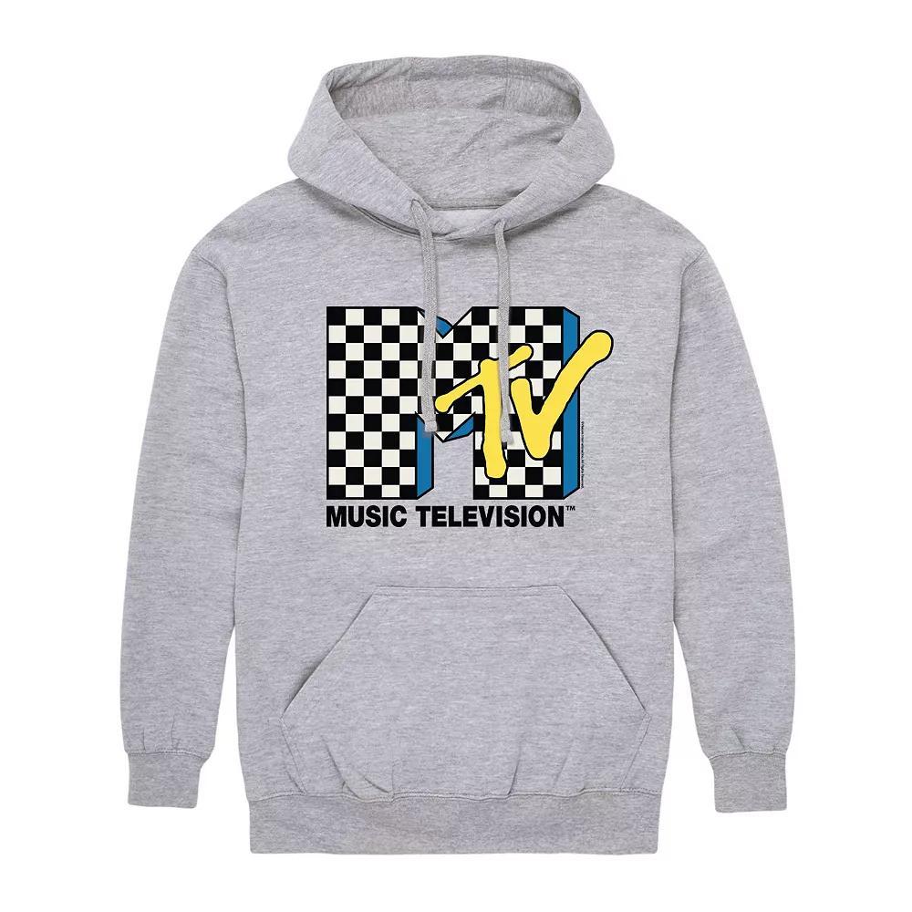 Mens MTV Classic Logo Checkered Hoodie Athletic Grey Product Image