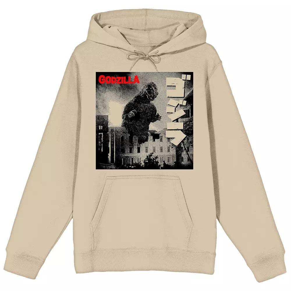 Men's Godzilla Half-Tone Movie Poster Graphic Hoodie, Size: XL, Off White Product Image