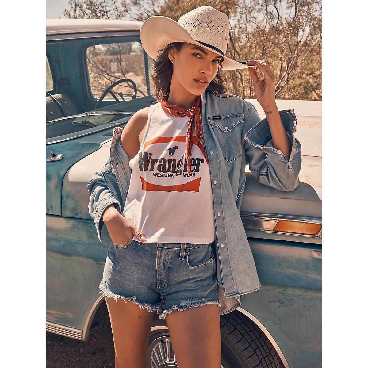 Women's Wrangler Festival Crop Graphic Tank in LLC Product Image