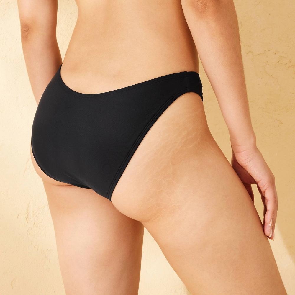 Womens V-Front Low-Rise High Leg Cheeky Bikini Bottom - Wild Fable Black L: Pull-On, Full Lining, Tricot Product Image