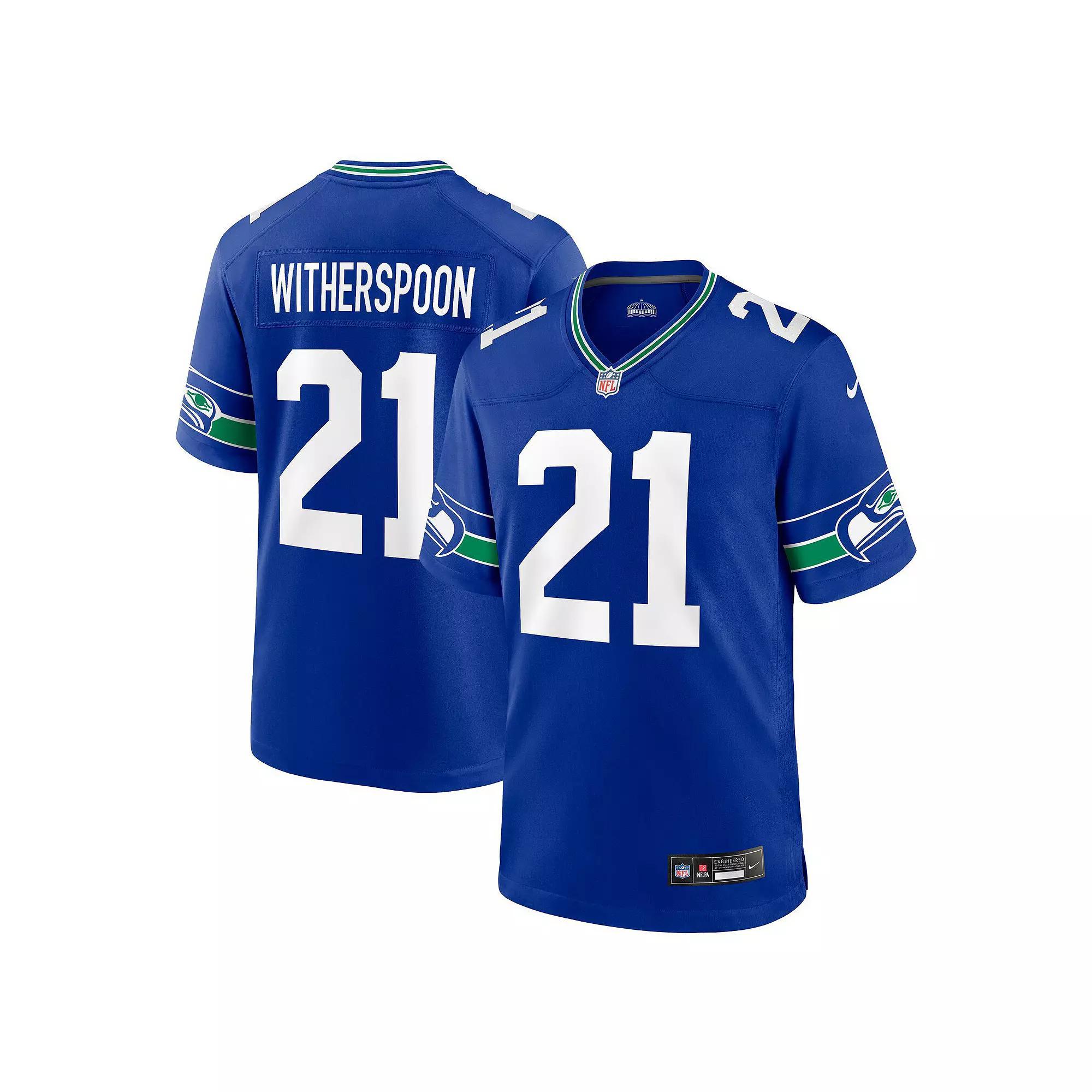 Men's Nike Devon Witherspoon Royal Seattle Seahawks Throwback Player Game Jersey, Size: Medium, Blue Product Image