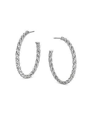 David Yurman Paveflex Hoop Earrings in 18K White Gold Product Image