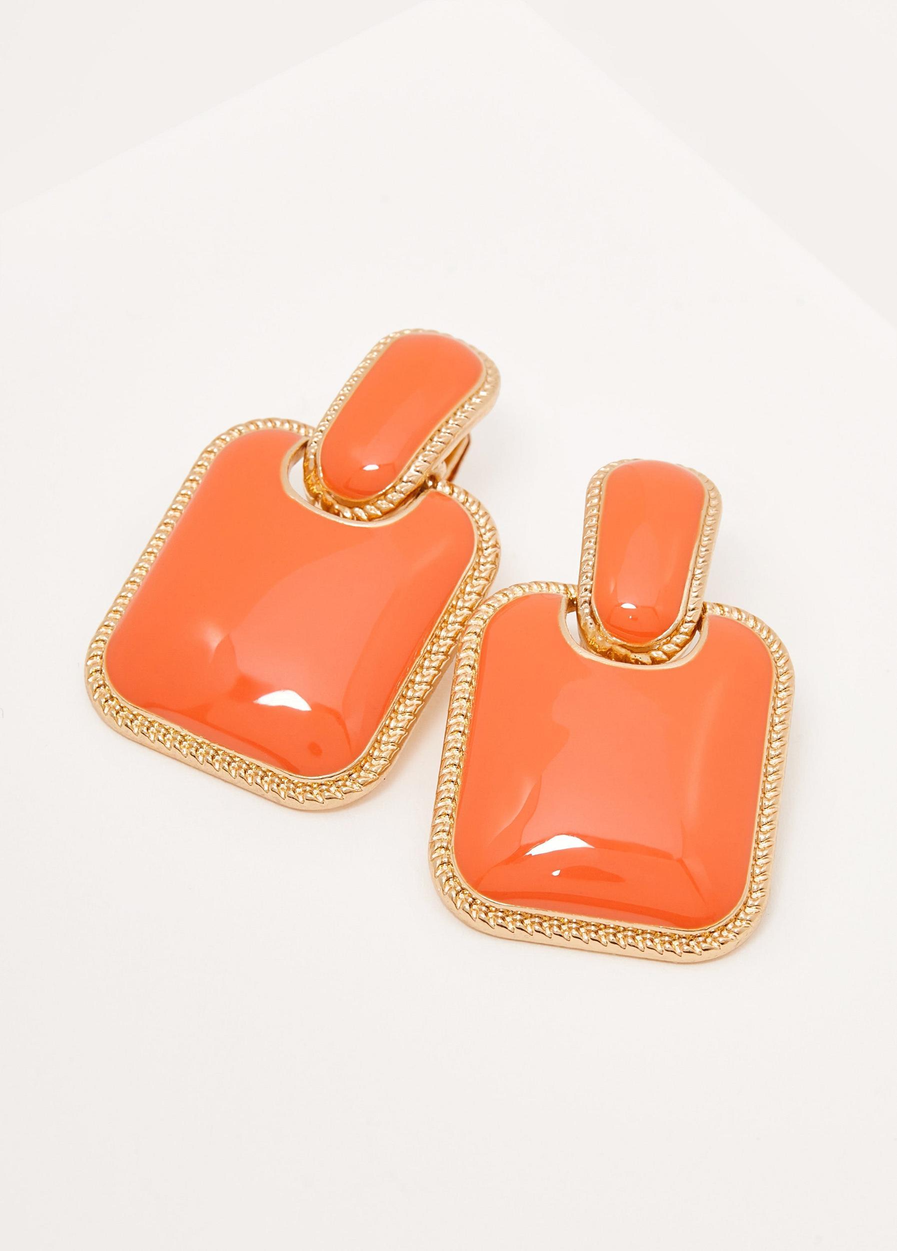 Square Enamel Clip On Earrings Product Image
