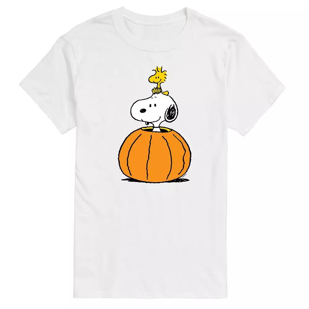 Men's Peanuts Snoopy Woodstock Pumpkin Graphic Tee, Size: Small, Grey Green Product Image
