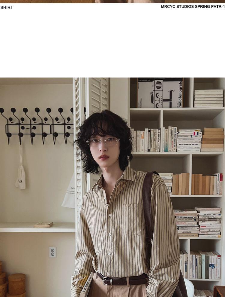Long-Sleeve Striped Button-Up Shirt Product Image