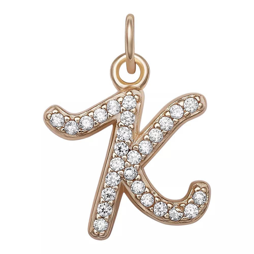 LC Lauren Conrad Sterling Silver Cubic Zirconia Initial Charm, Womens, Gold Tone O Product Image