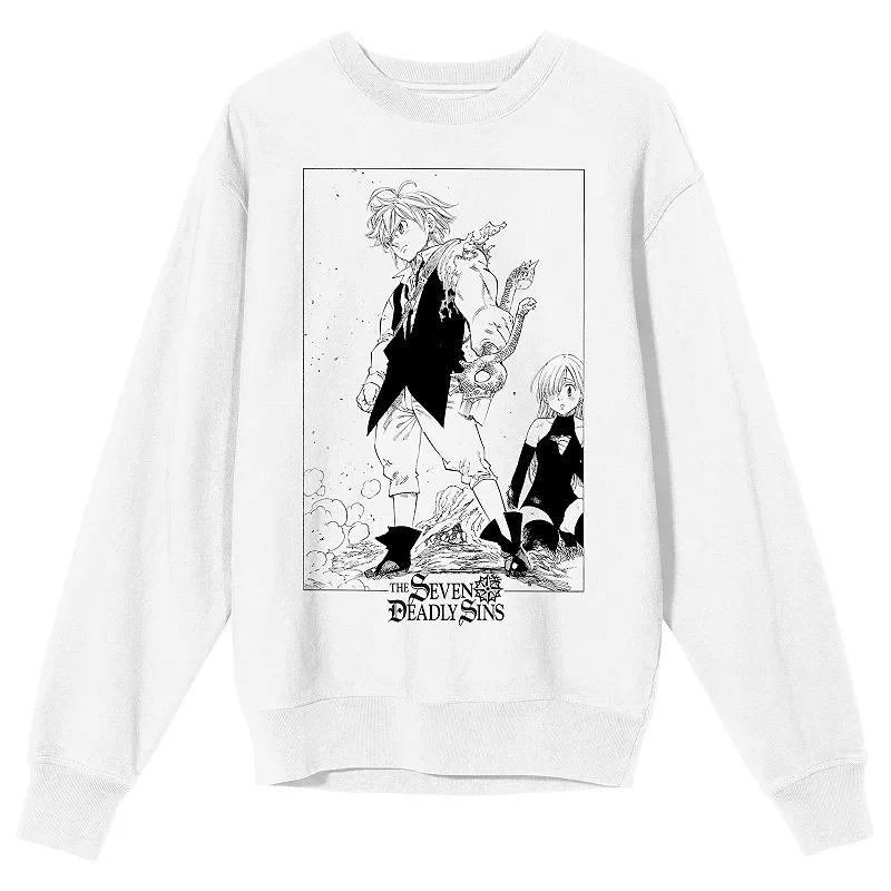 Men's Seven Deadly Sins Meliodas & Elizabeth Liones Long Sleeve Graphic Tee, Size: Large, White Product Image