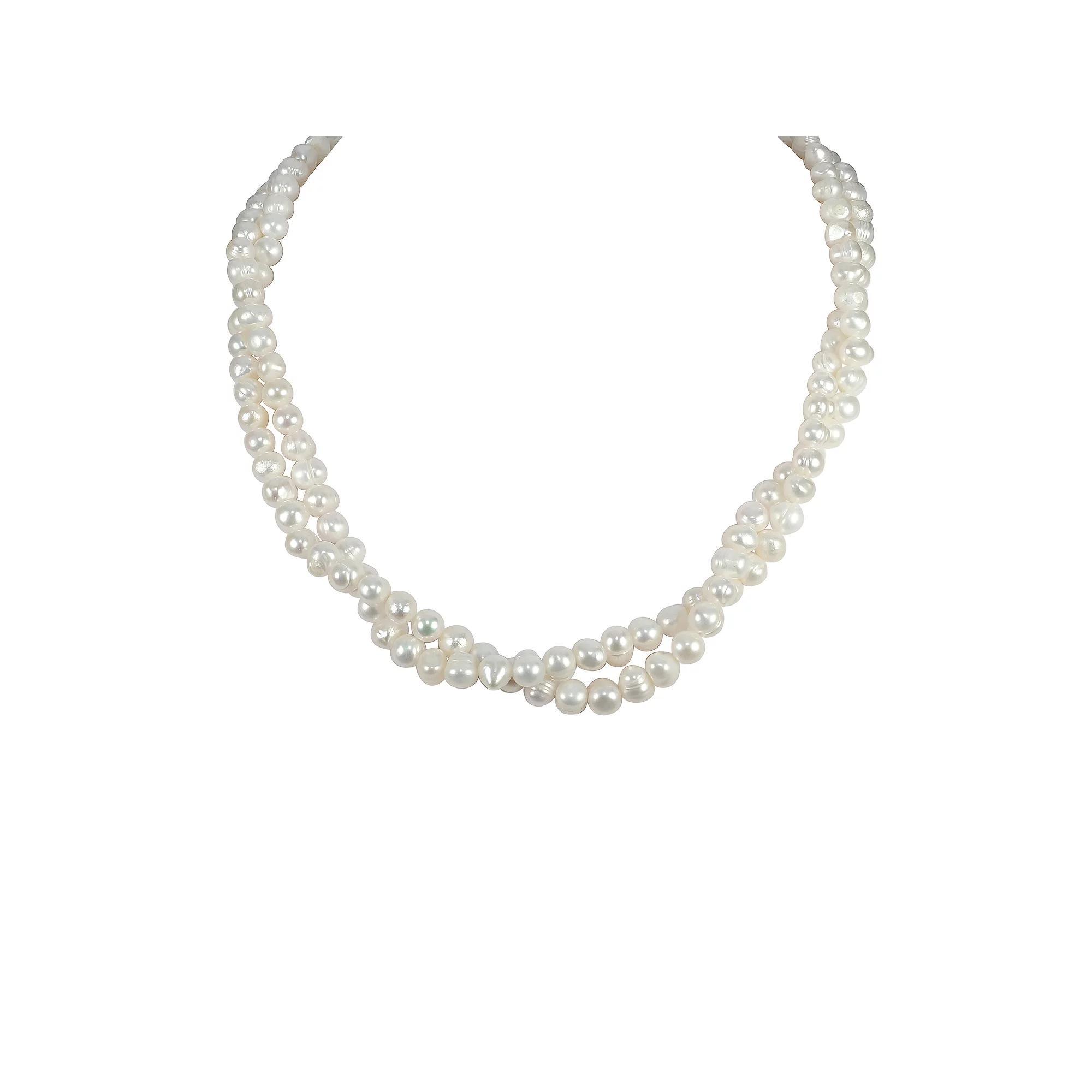 Gemistry Sterling Silver Freshwater Cultured Pearl Double Strand Necklace, Women's, Size: 18", White Product Image