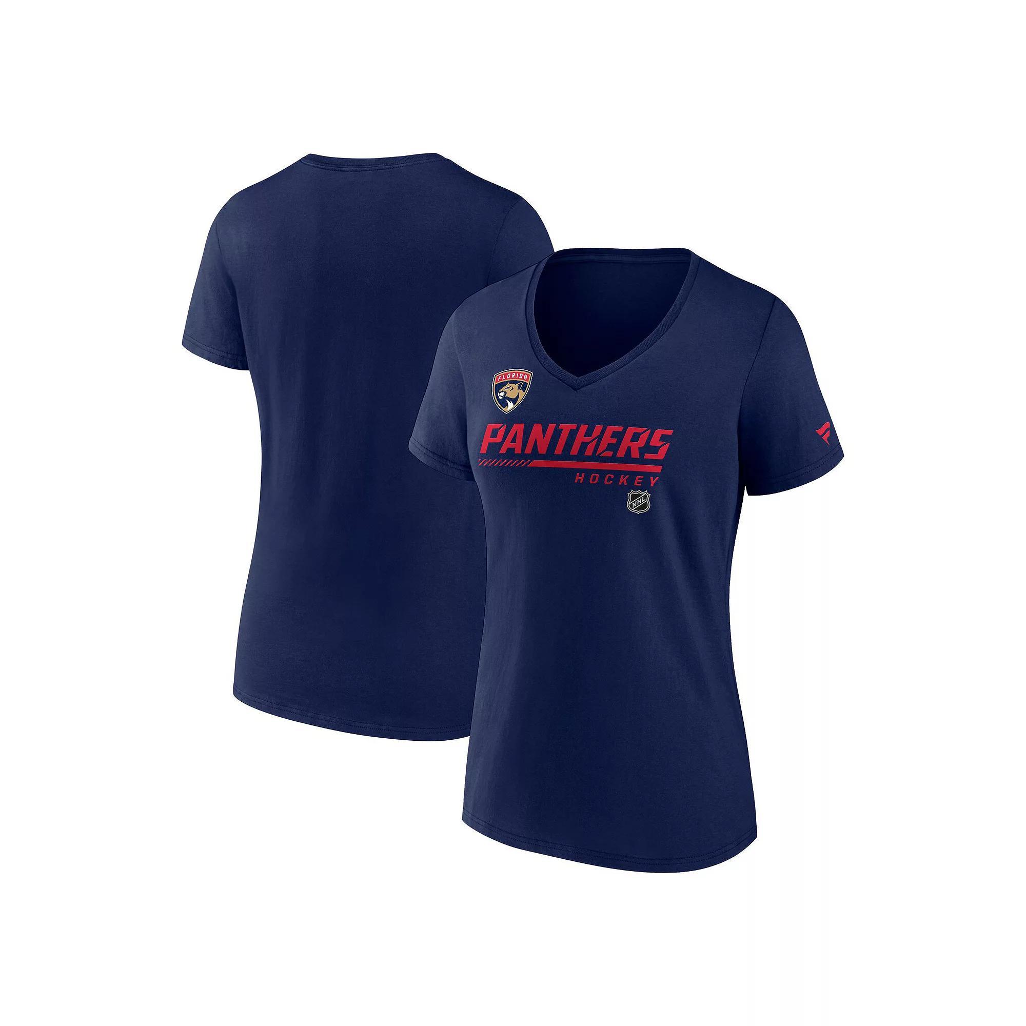 Women's Fanatics Navy Florida Panthers Prime V-Neck T-Shirt, Size: 3XL, Pnt Blue Product Image
