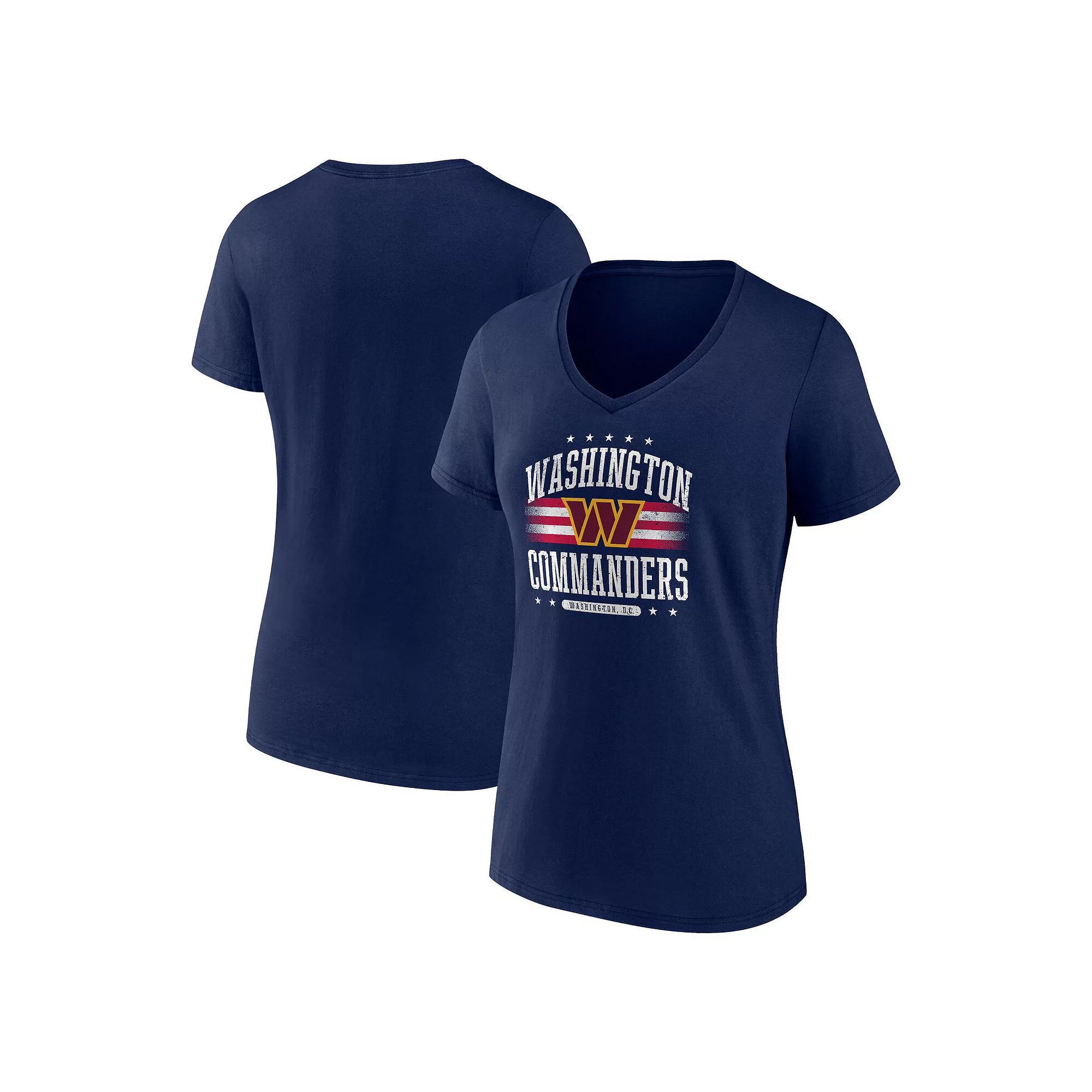 Women's Fanatics Branded Navy Washington Commanders Americana V-Neck T-Shirt, Size: XL, Wft Blue Product Image