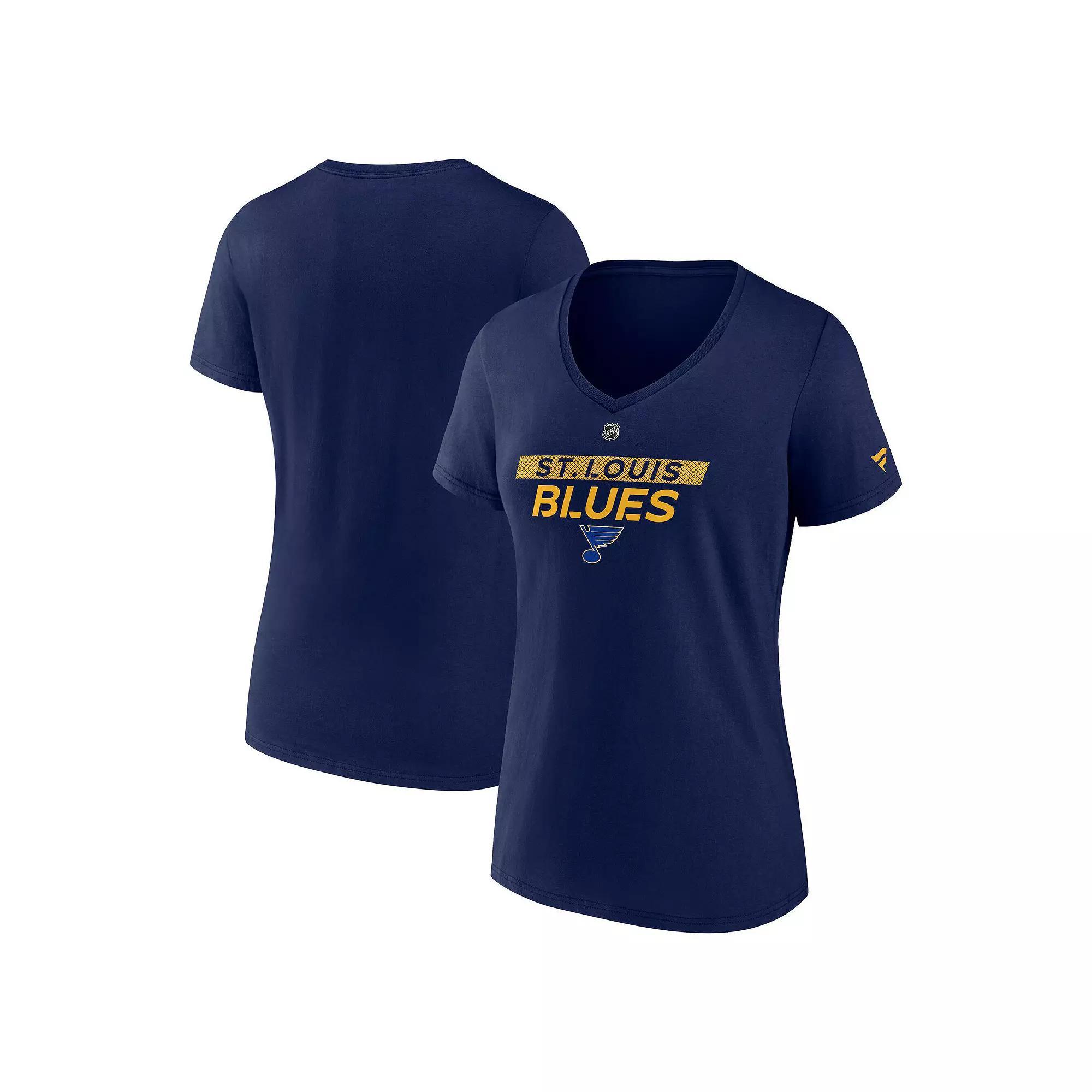 Women's Fanatics  Navy St. Louis Blues Authentic Pro Core Primary V-Neck T-Shirt, Size: XL Product Image