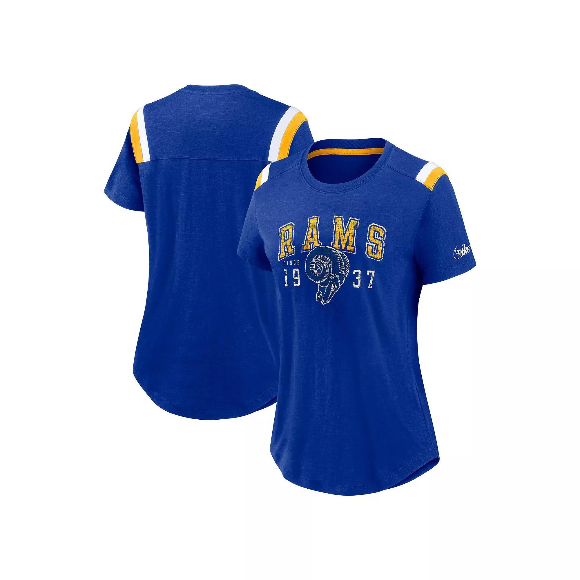Women's Nike  Heather Royal Los Angeles Rams Historic Slub Fashion T-Shirt, Size: XXL, Blue Product Image