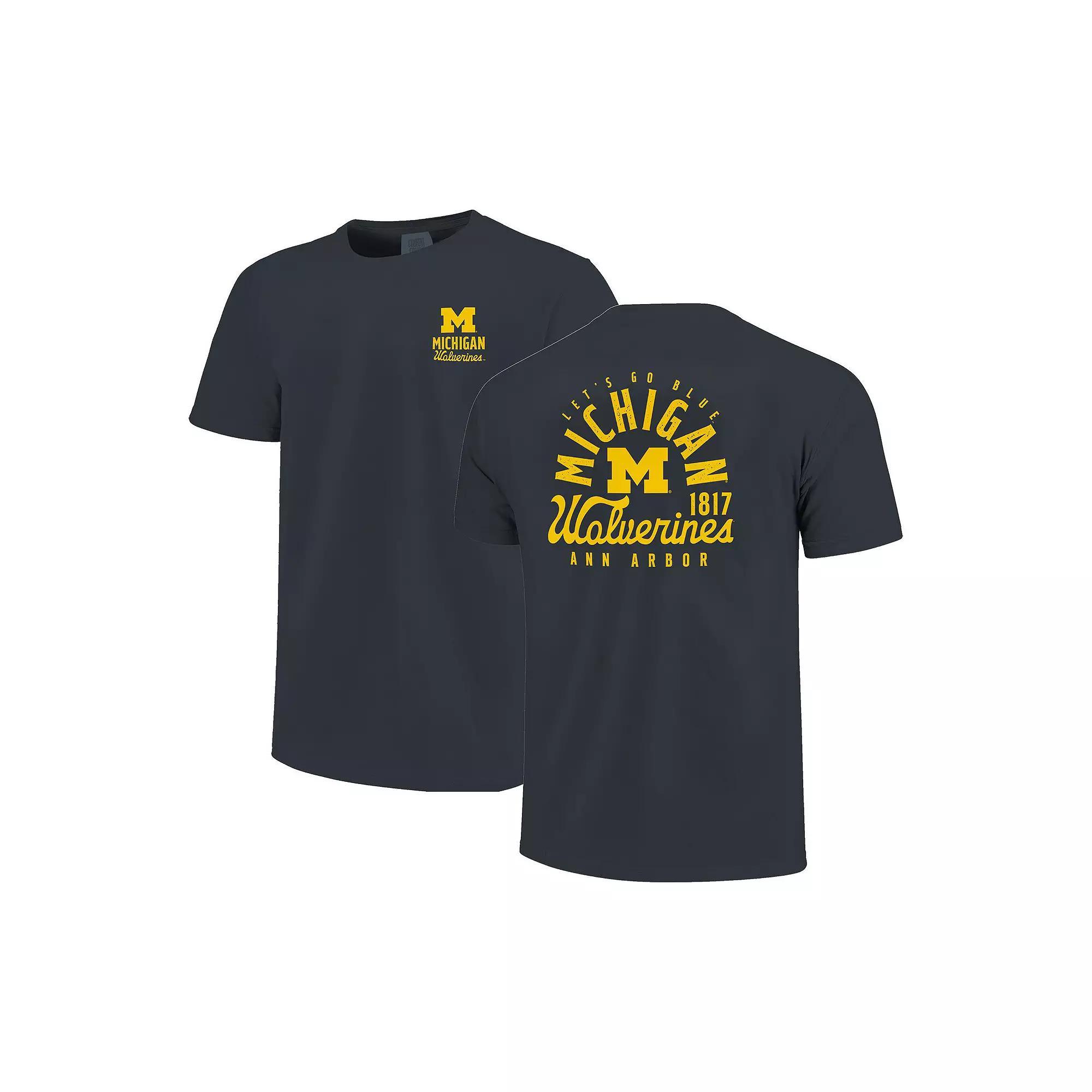 Men's Navy Michigan Wolverines Comfort Colors Mascot Overlay T-Shirt, Size: Large, Blue Product Image