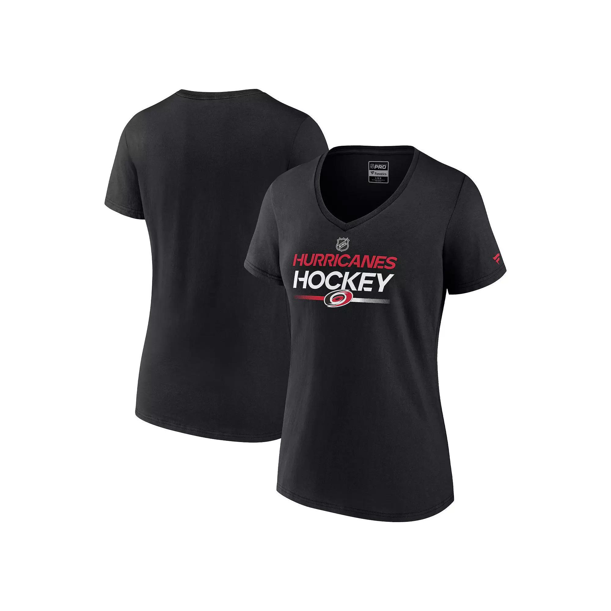 Women's Fanatics Branded  Black San Jose Sharks Authentic Pro V-Neck T-Shirt, Size: Medium, Sks Black Product Image