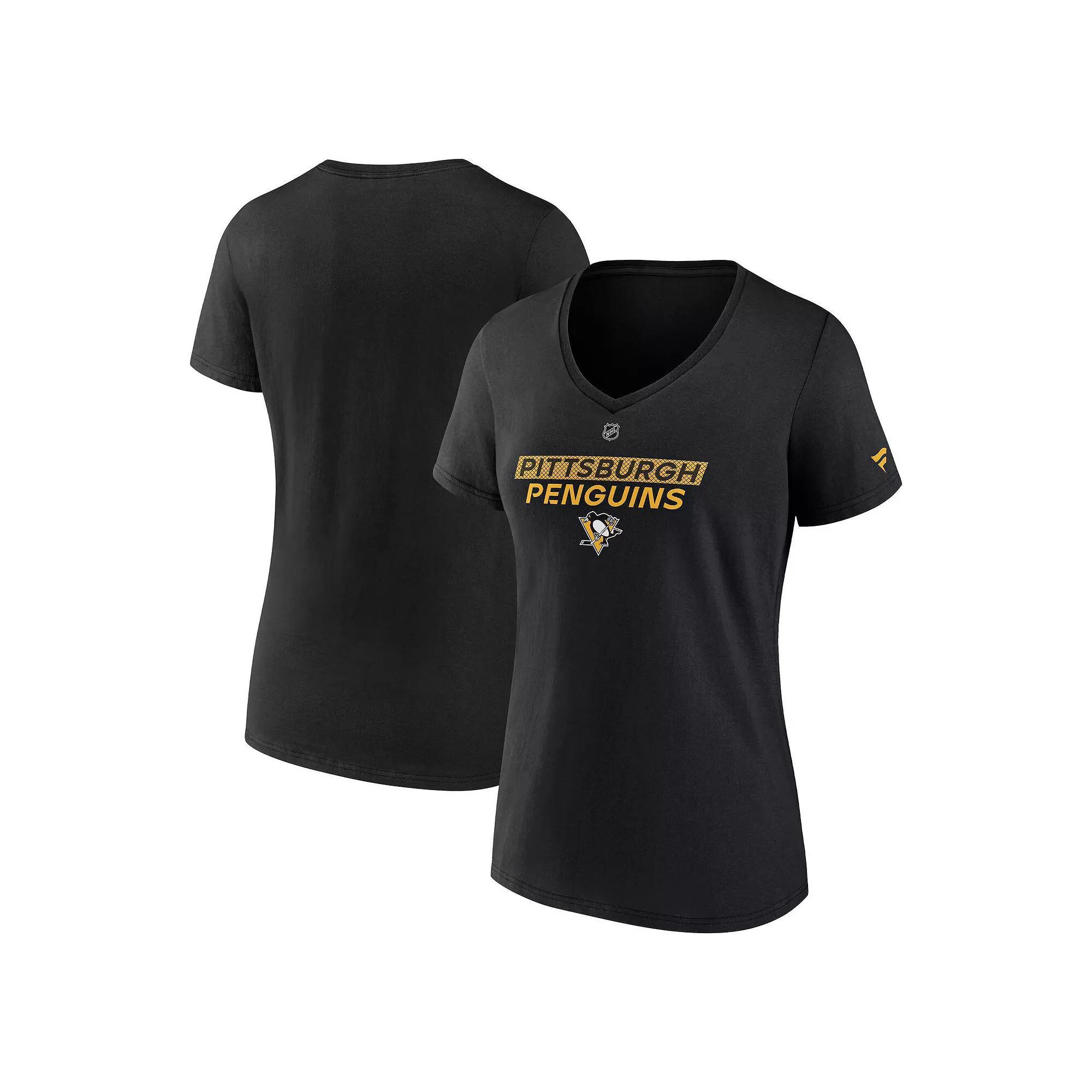 Women's Fanatics  Black Pittsburgh Penguins Authentic Pro Core Primary T-Shirt, Size: 3XL Product Image