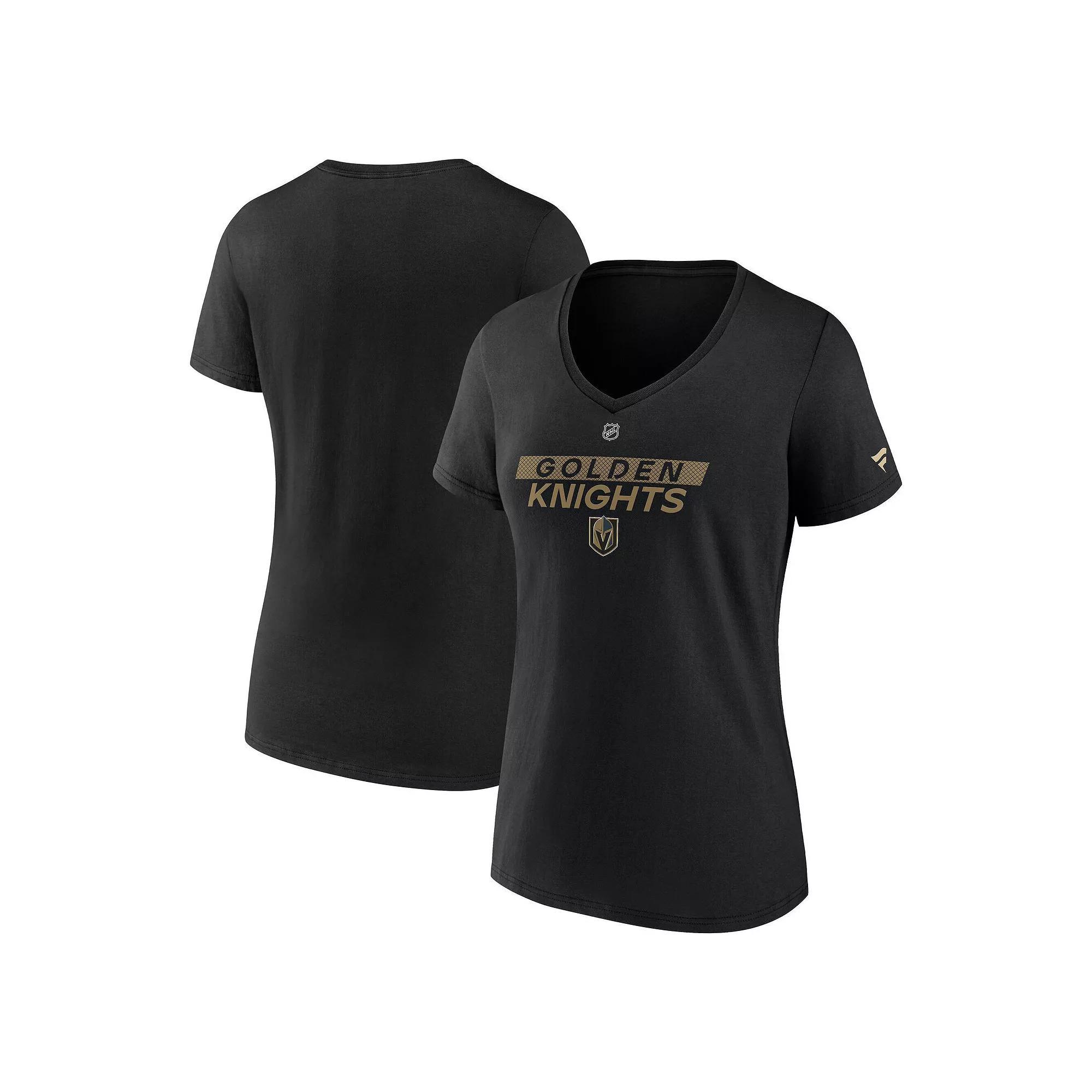 Women's Fanatics  Black Vegas Golden Knights Authentic Pro Core Primary V-Neck T-Shirt, Size: Small, Lvk Black Product Image
